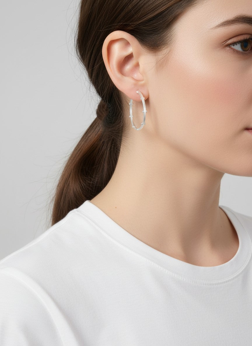 Beaded Matte Hoop Earrings