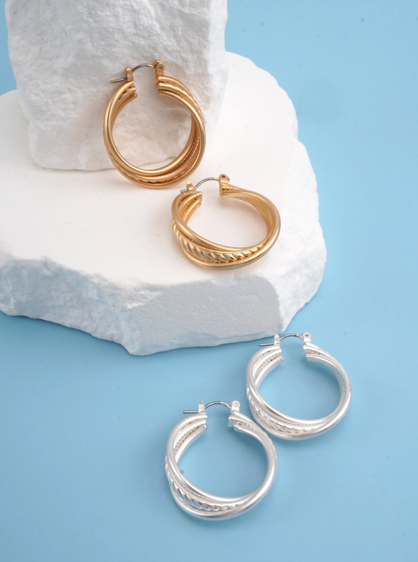 Matte Twisted Round Hoop Earrings