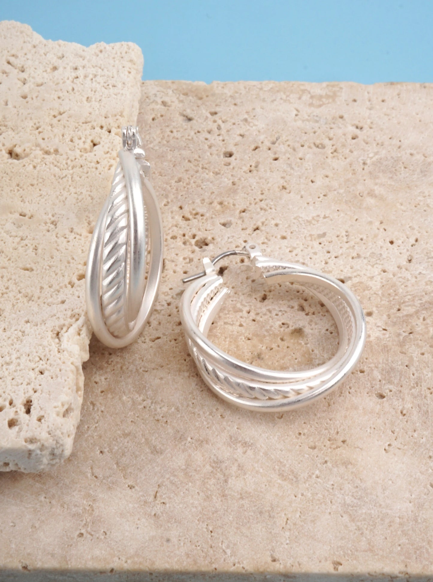 Matte Twisted Round Hoop Earrings