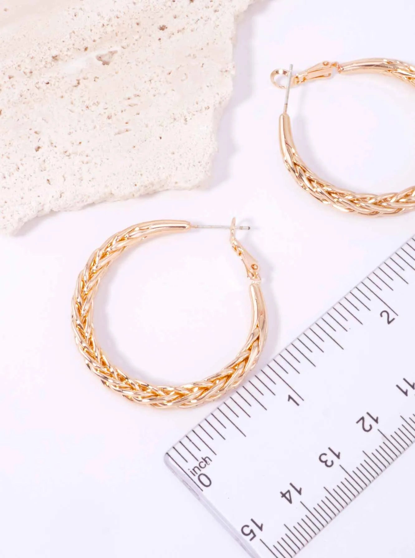 Braided Twisted Polished Round Hoop Earrings
