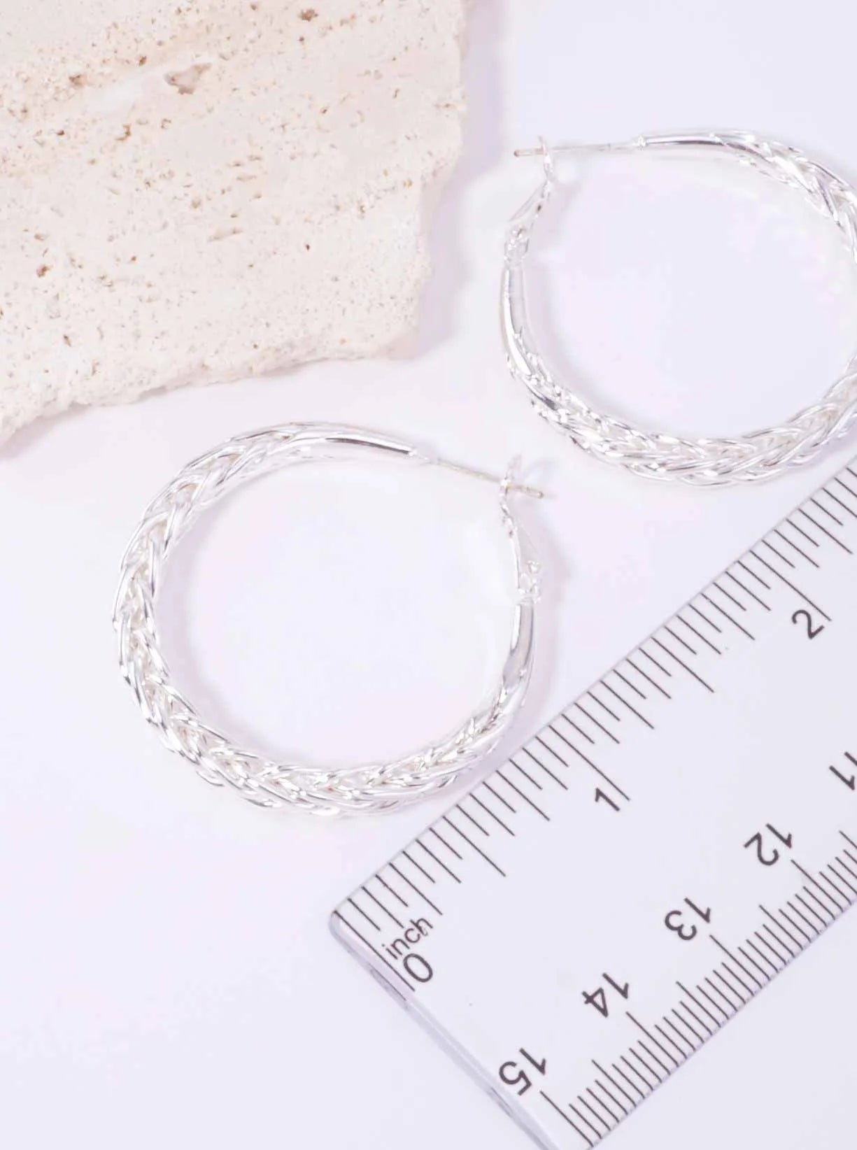 Braided Twisted Polished Round Hoop Earrings