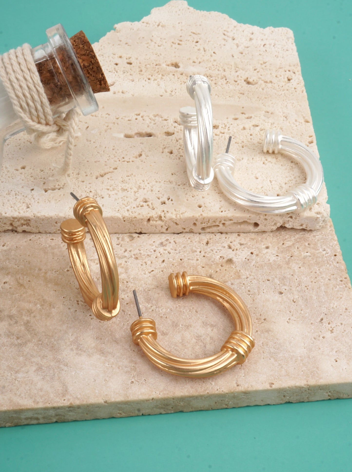 Triple Band Wrapped Hoop Earrings