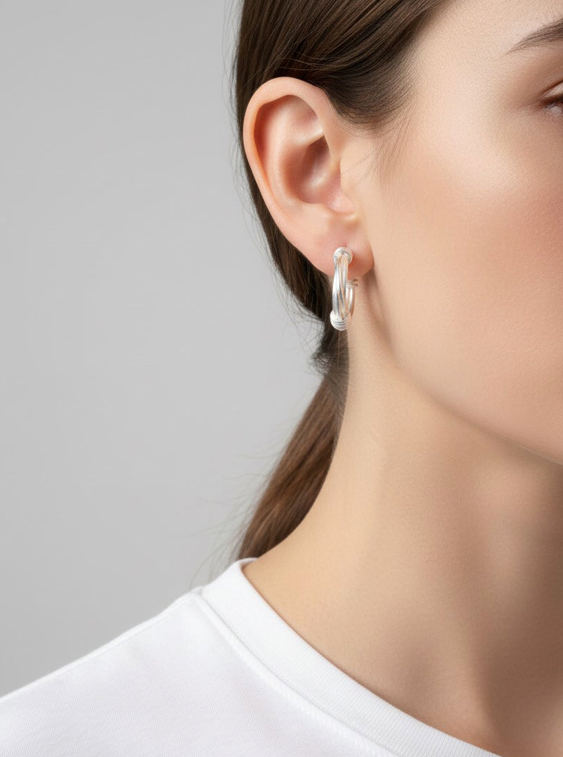 Triple Band Wrapped Hoop Earrings