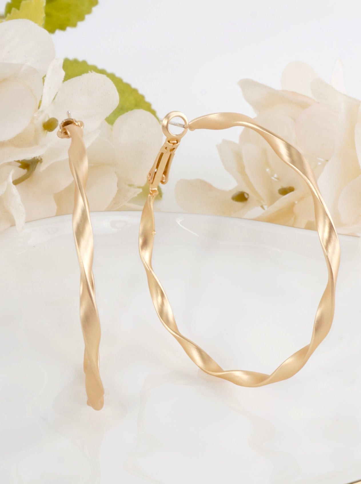 Large Geometric Matte Hoop Earrings