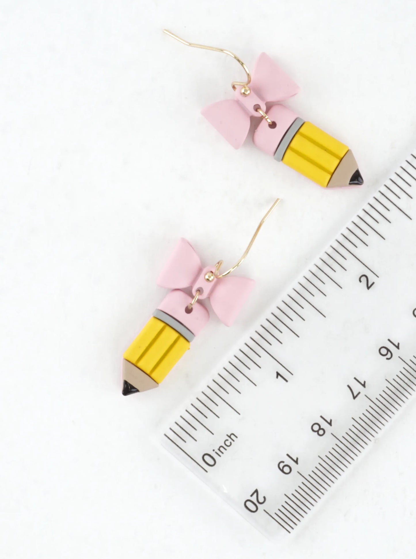 Pink Bow Pencil Dangle Earrings