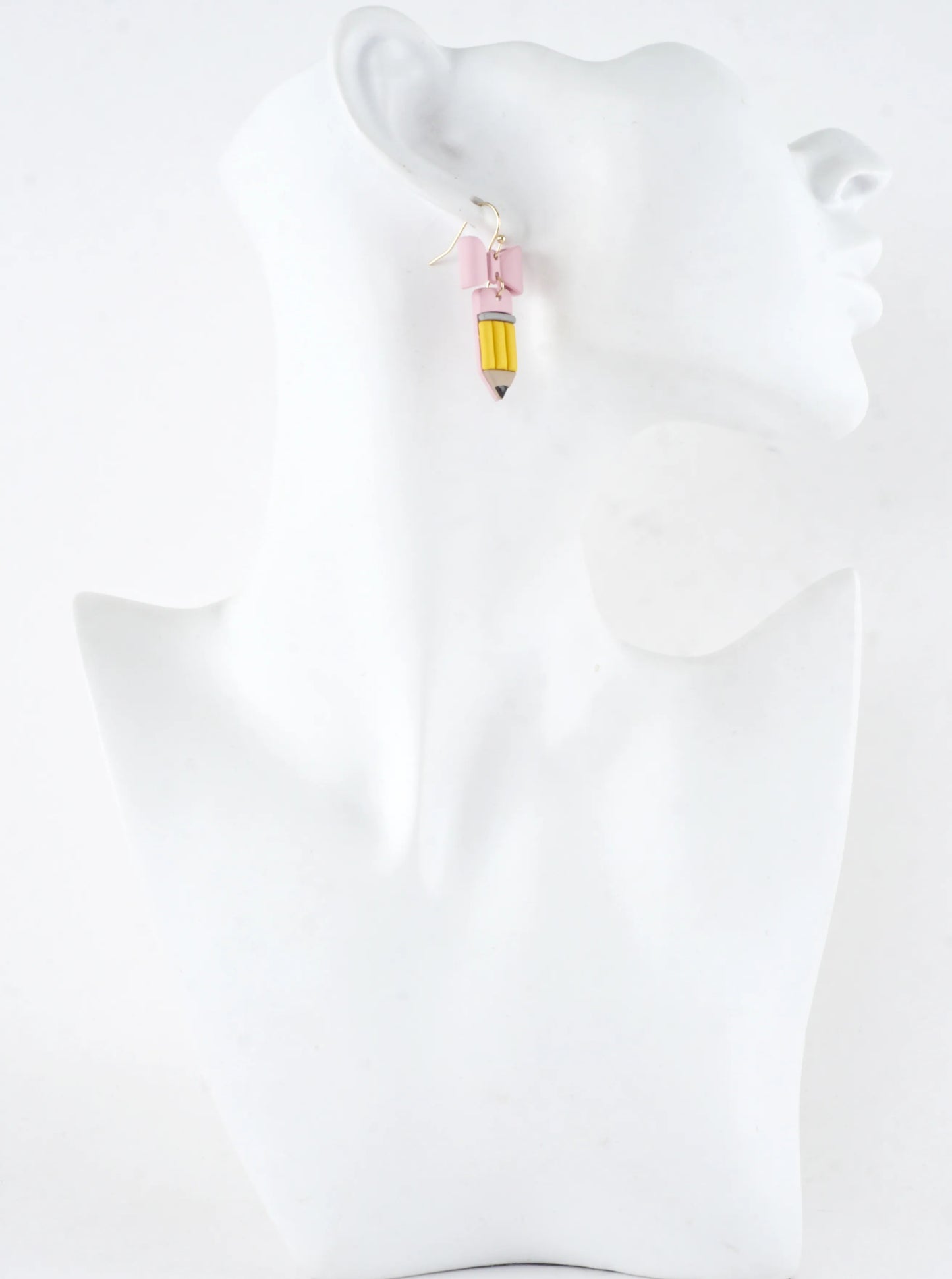 Pink Bow Pencil Dangle Earrings