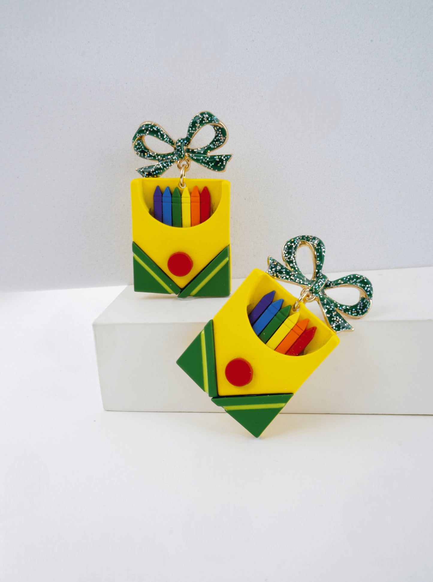Bow Geometric Crayon Dangle Earrings