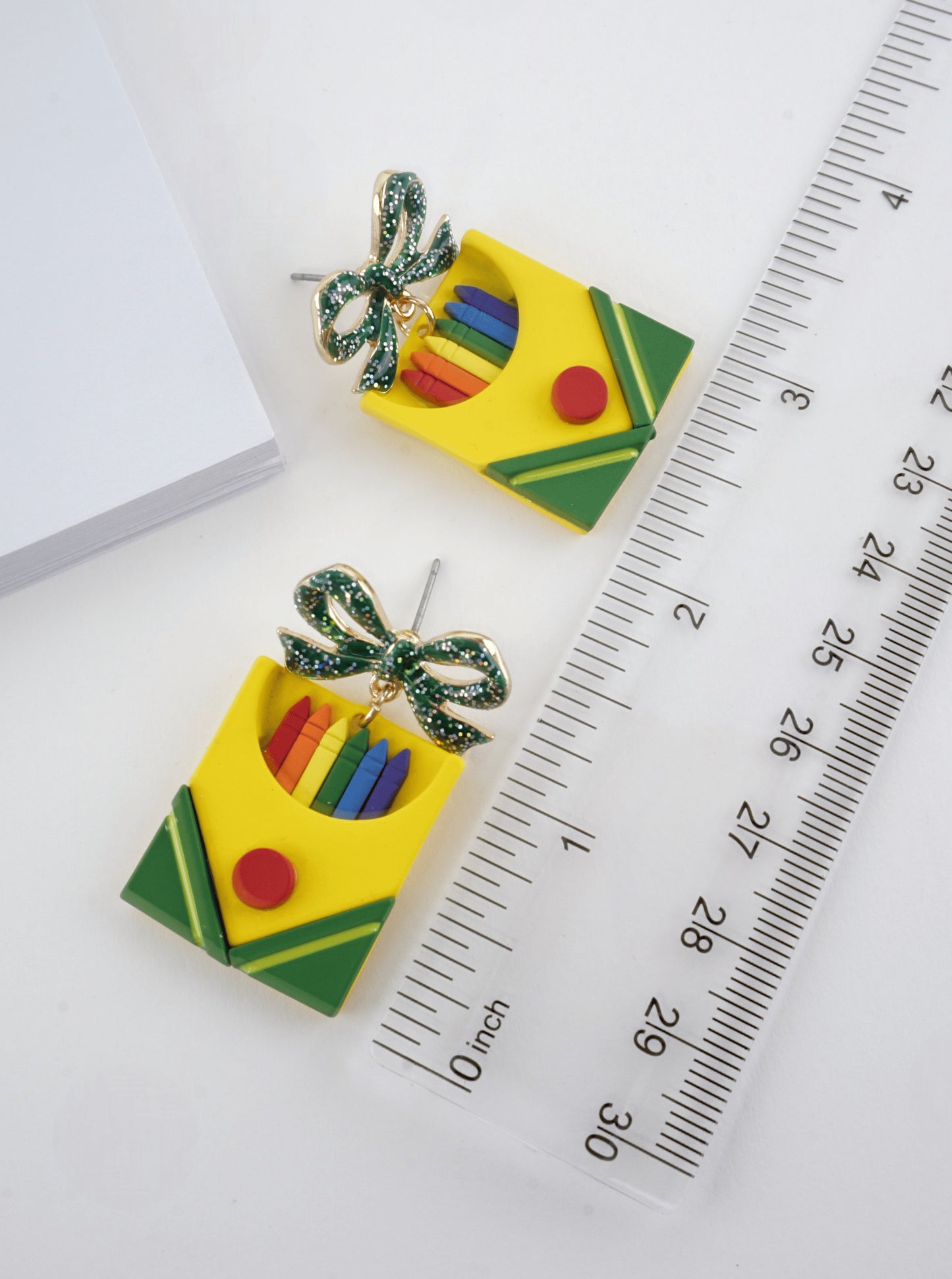 Bow Geometric Crayon Dangle Earrings