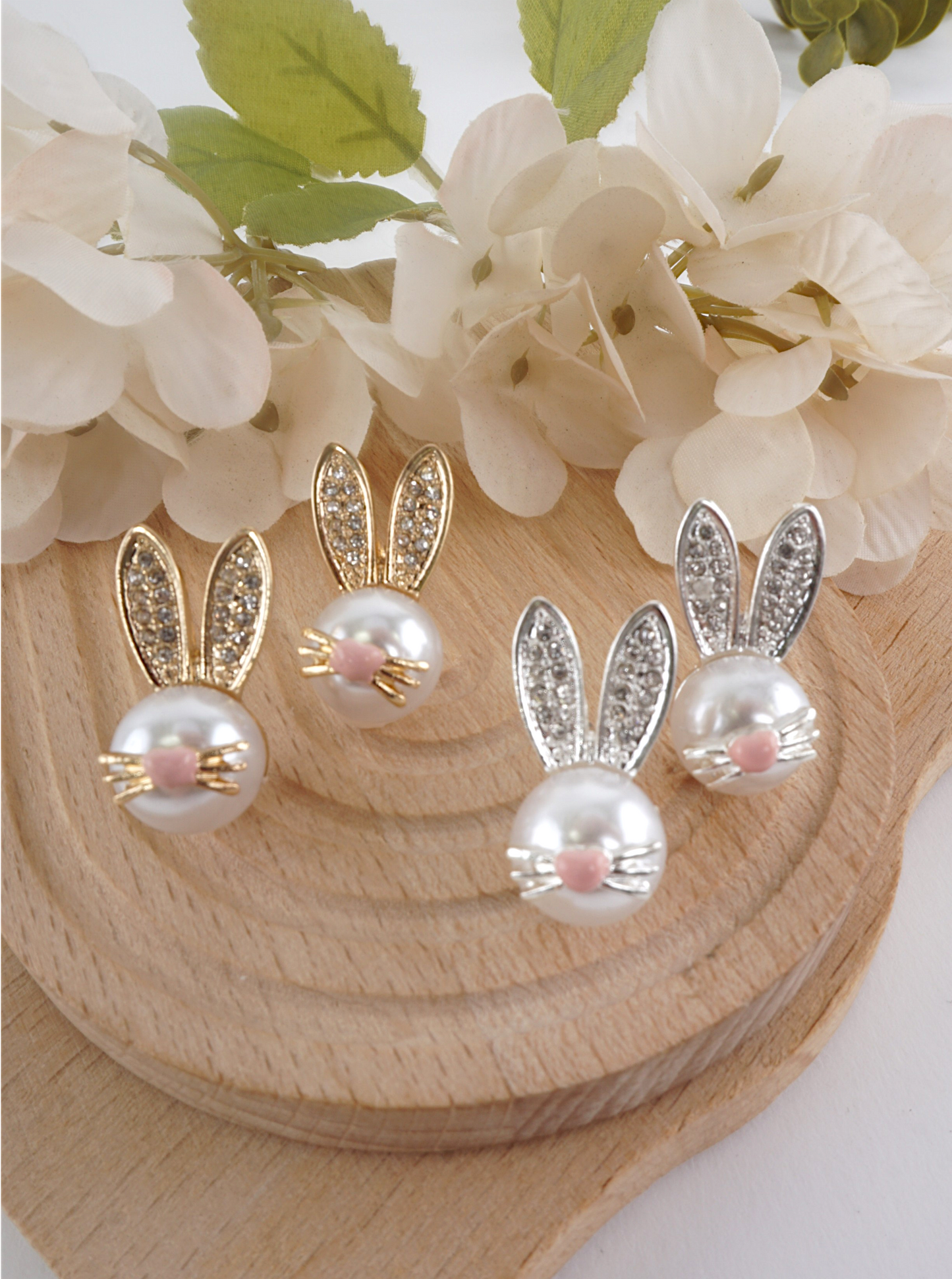 Bunny Pearlized Crystal Stud Earrings