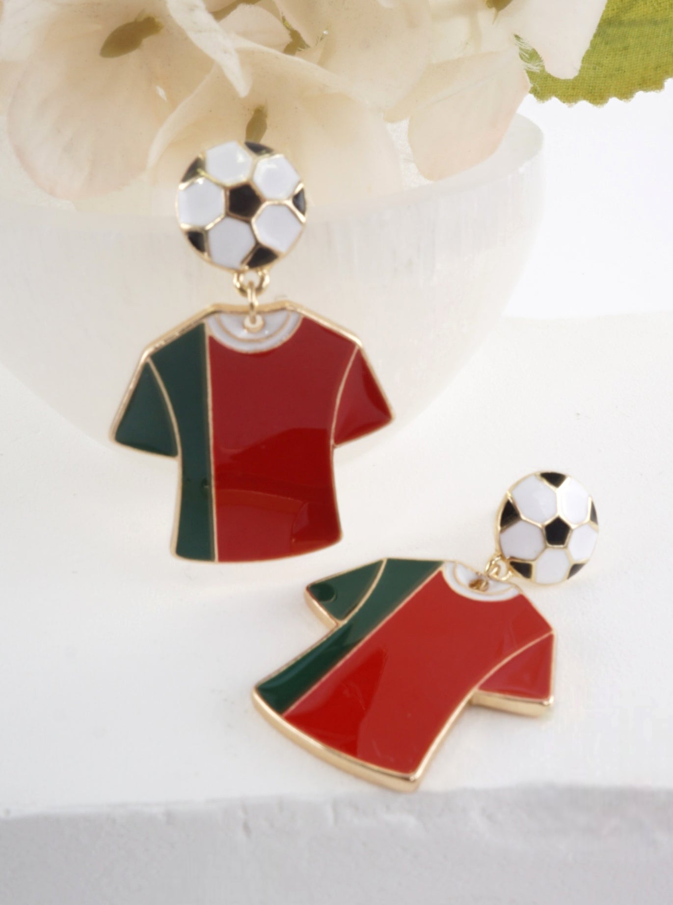 Enameled Soccer Shirt Earrings