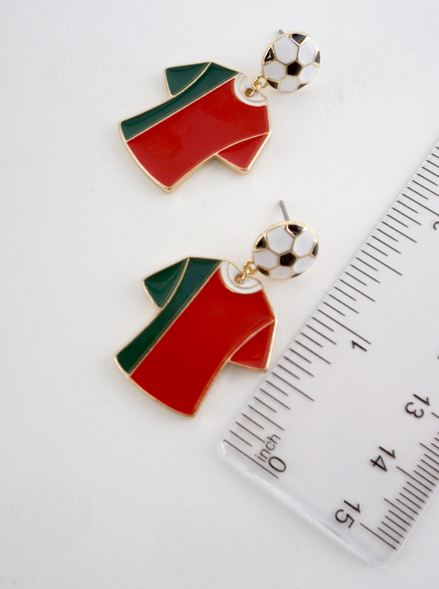 Enameled Soccer Shirt Earrings