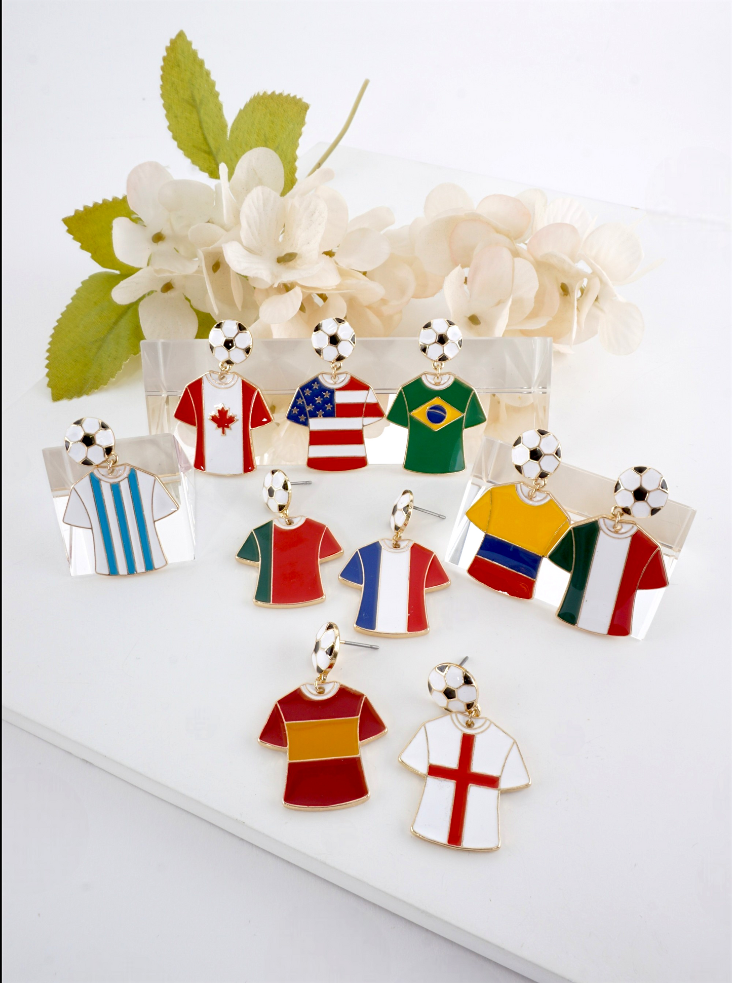 Enameled Soccer Shirt Earrings