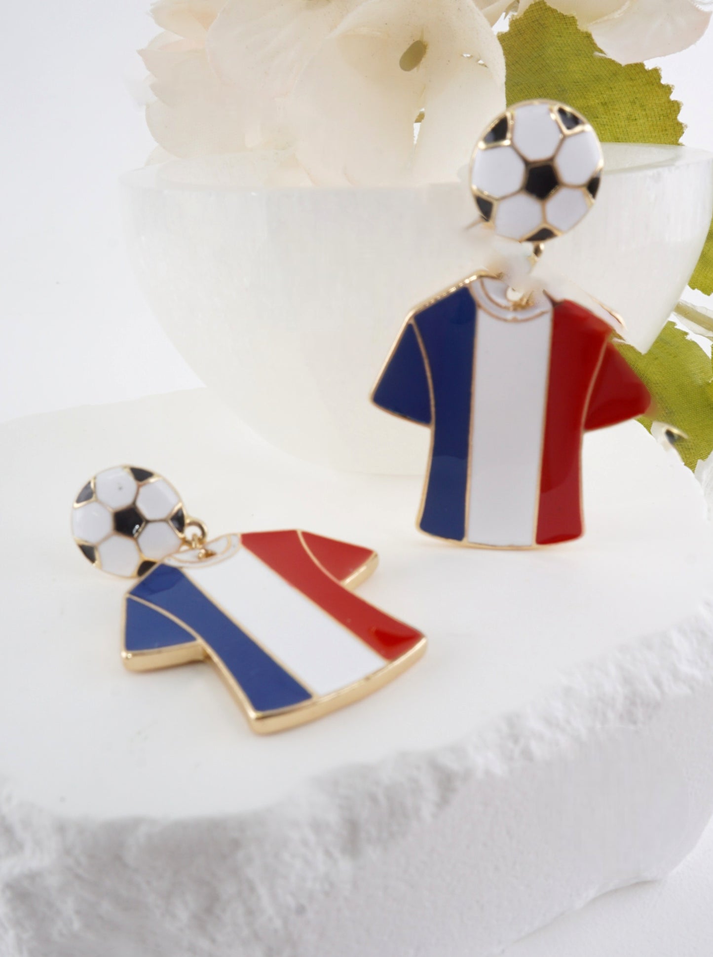 Enameled Soccer Shirt Earrings