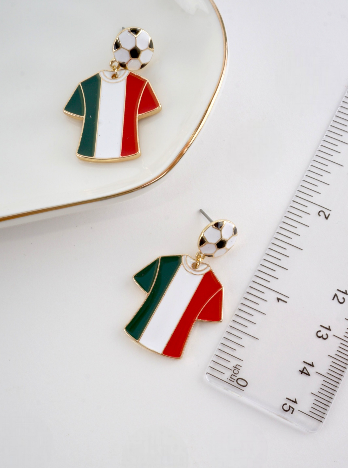 Enameled Soccer Shirt Earrings