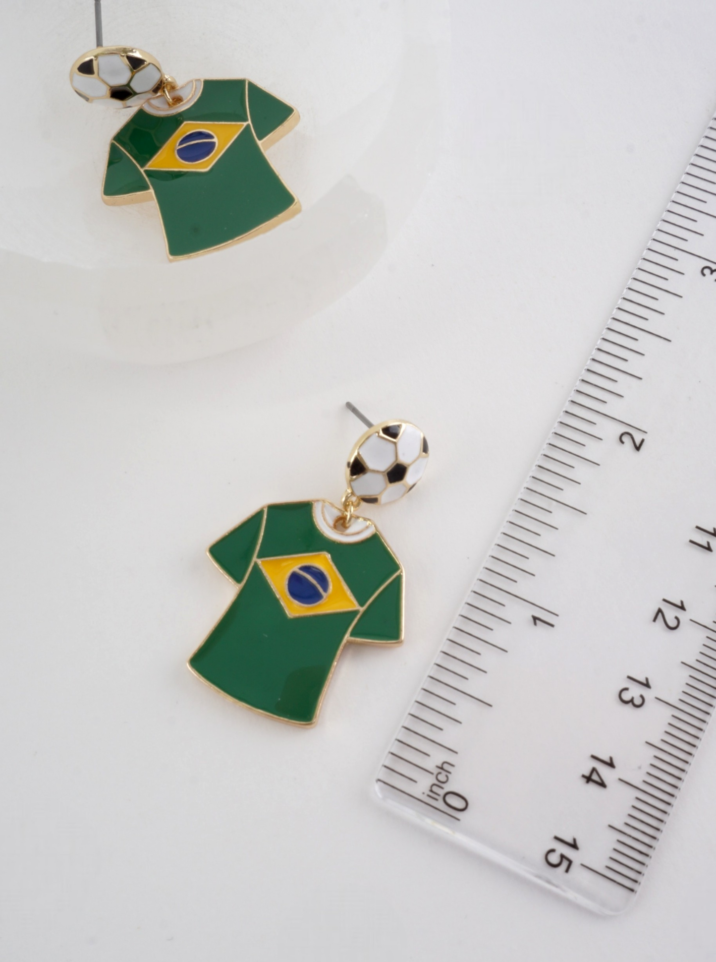 Enameled Soccer Shirt Earrings