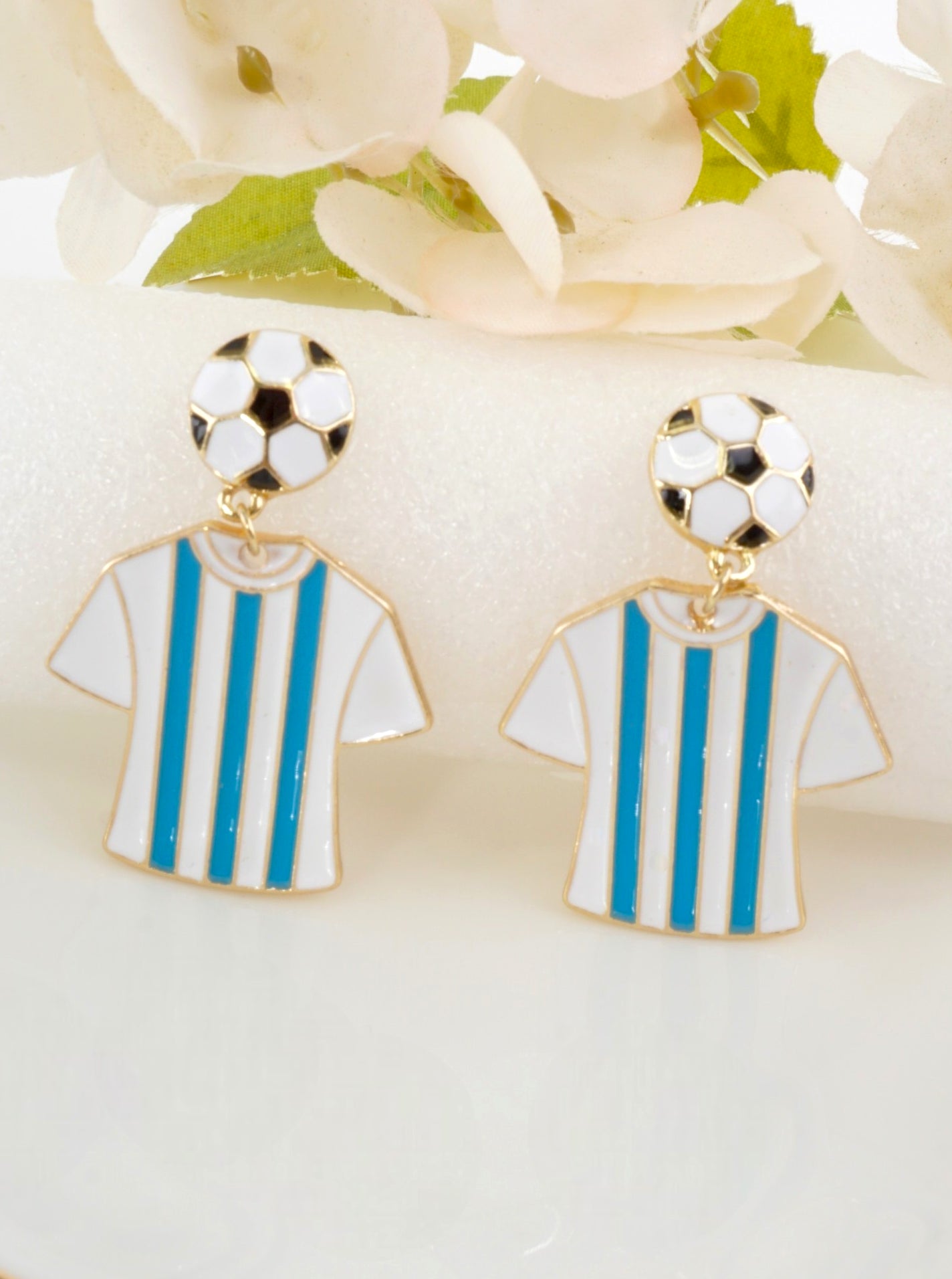 Enameled Soccer Shirt Earrings