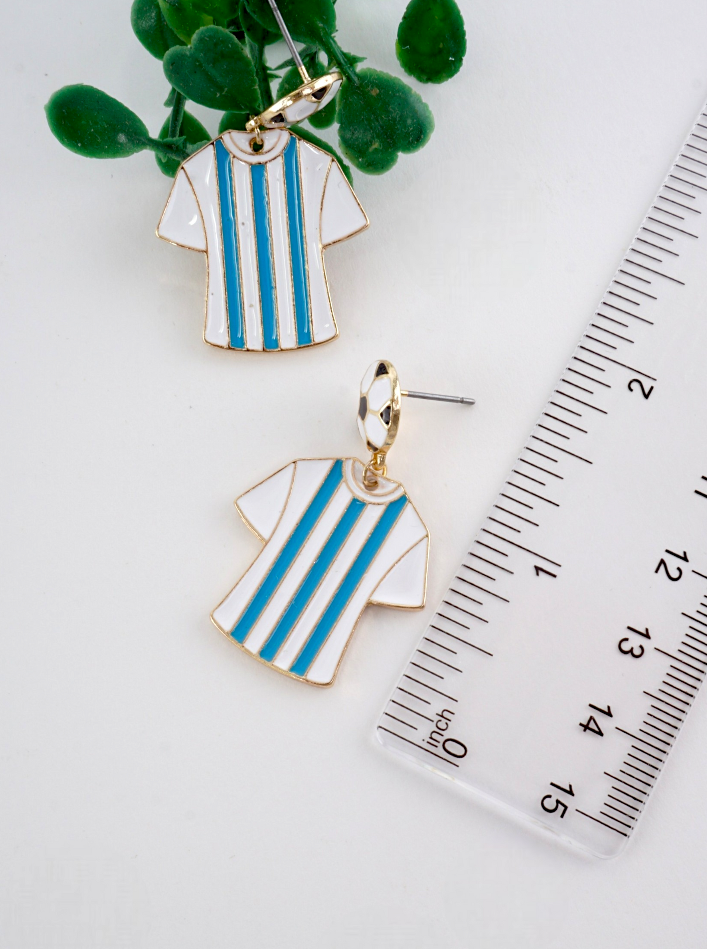 Enameled Soccer Shirt Earrings
