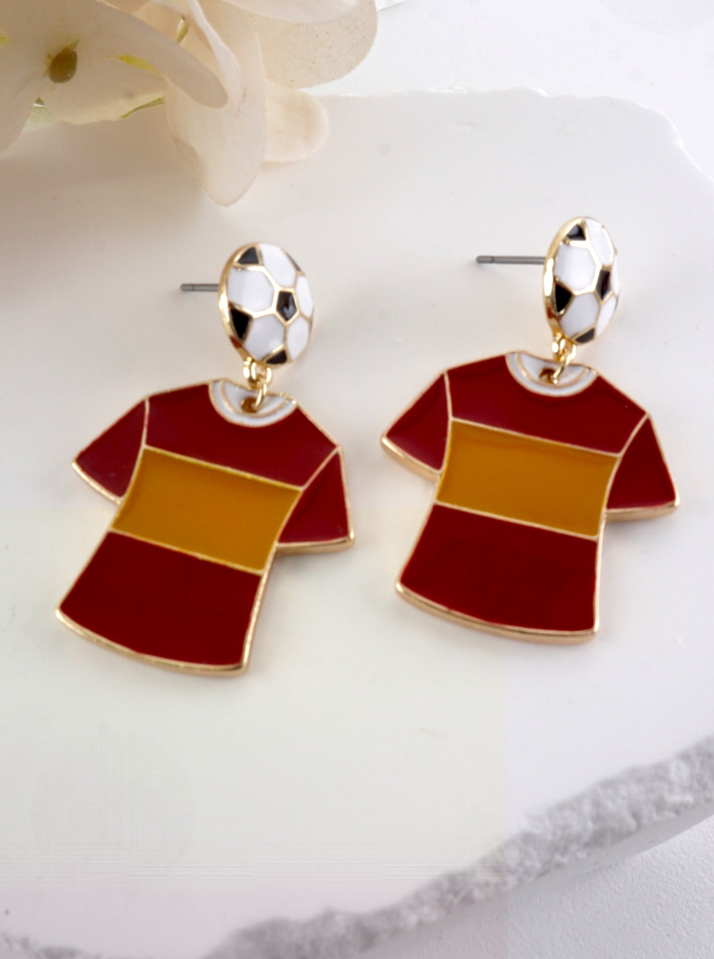 Enameled Soccer Shirt Earrings