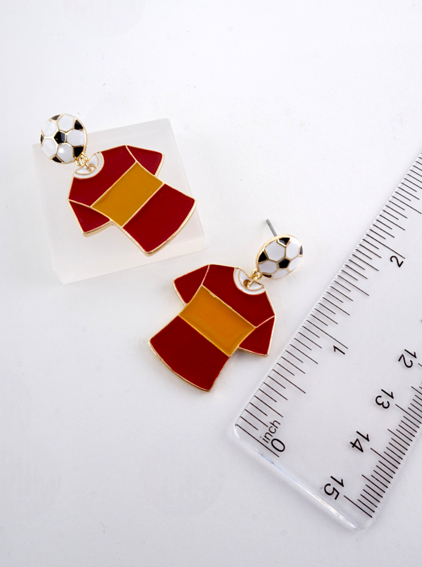 Enameled Soccer Shirt Earrings