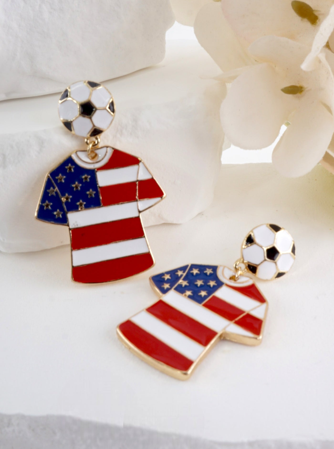 Enameled Soccer Shirt Earrings