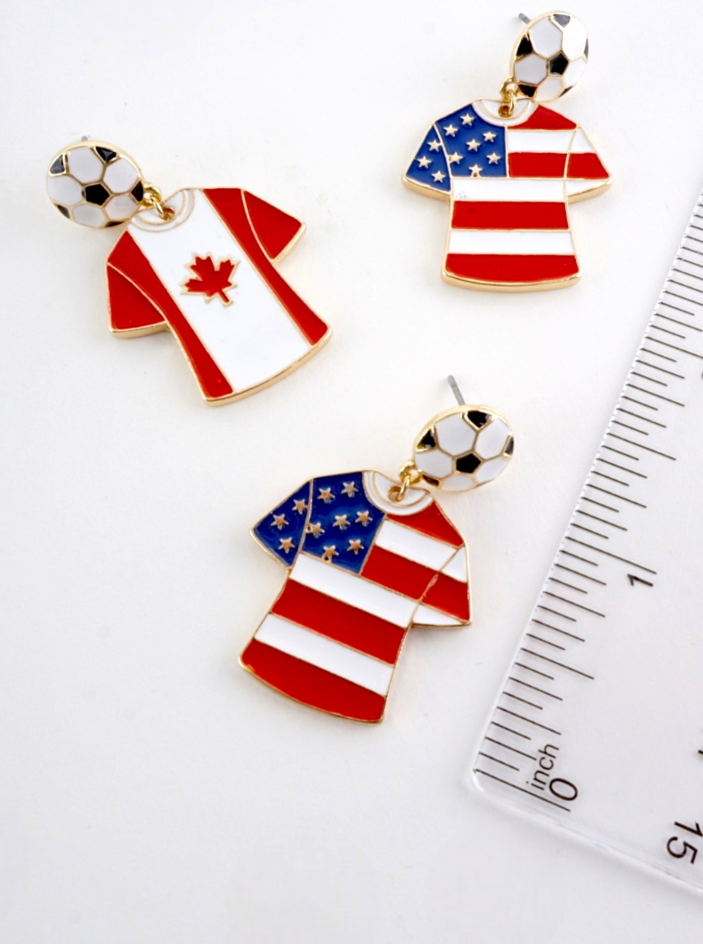 Enameled Soccer Shirt Earrings