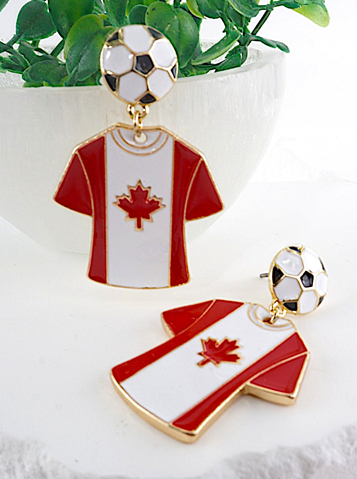 Enameled Soccer Shirt Earrings
