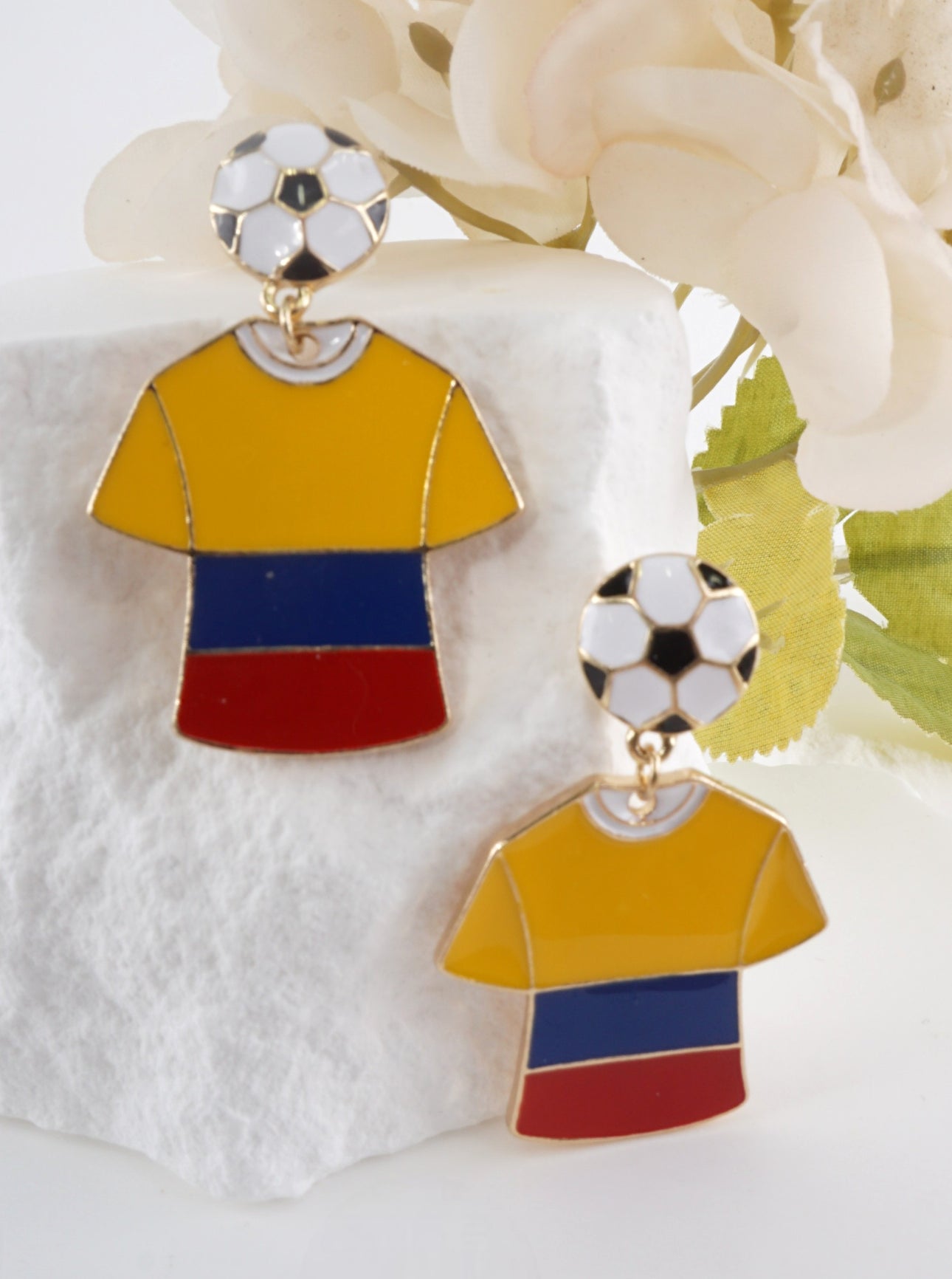Enameled Soccer Shirt Earrings