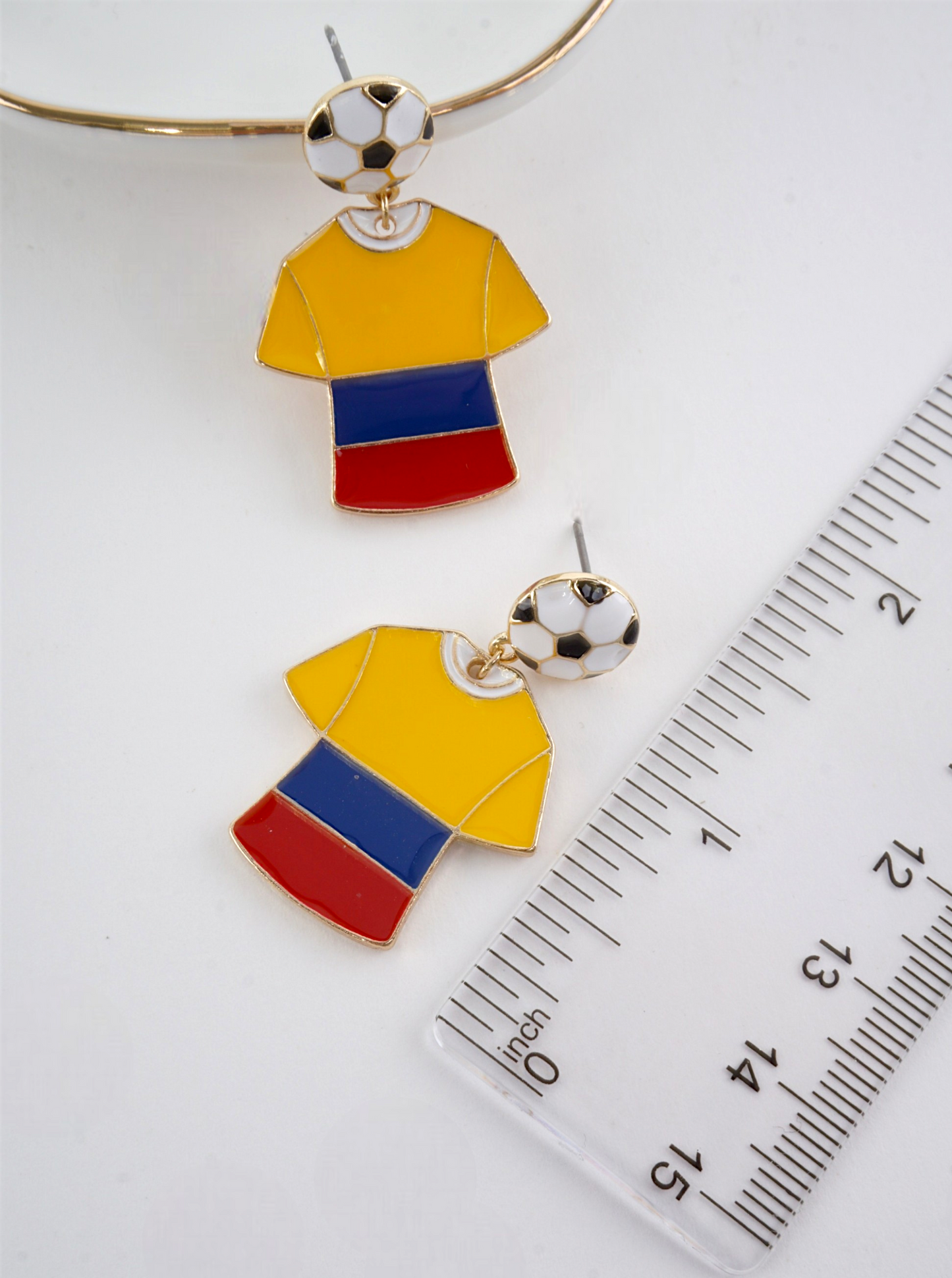Enameled Soccer Shirt Earrings