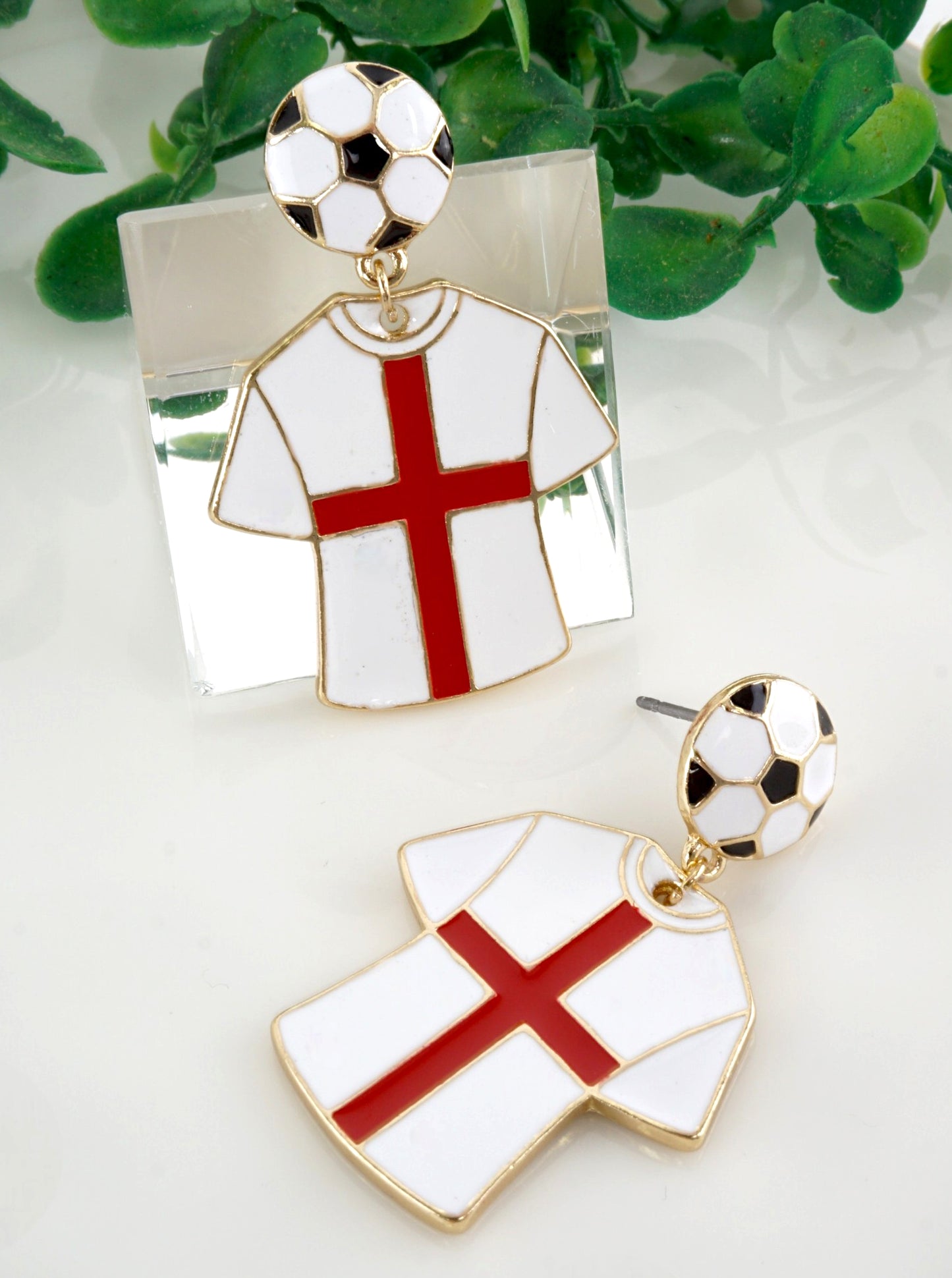 Enameled Soccer Shirt Earrings