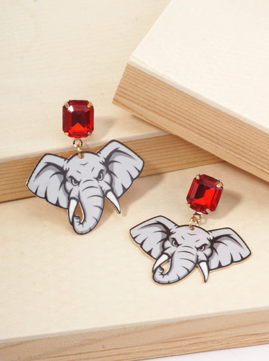 Gameday Enameled Elephant Drop Earrings