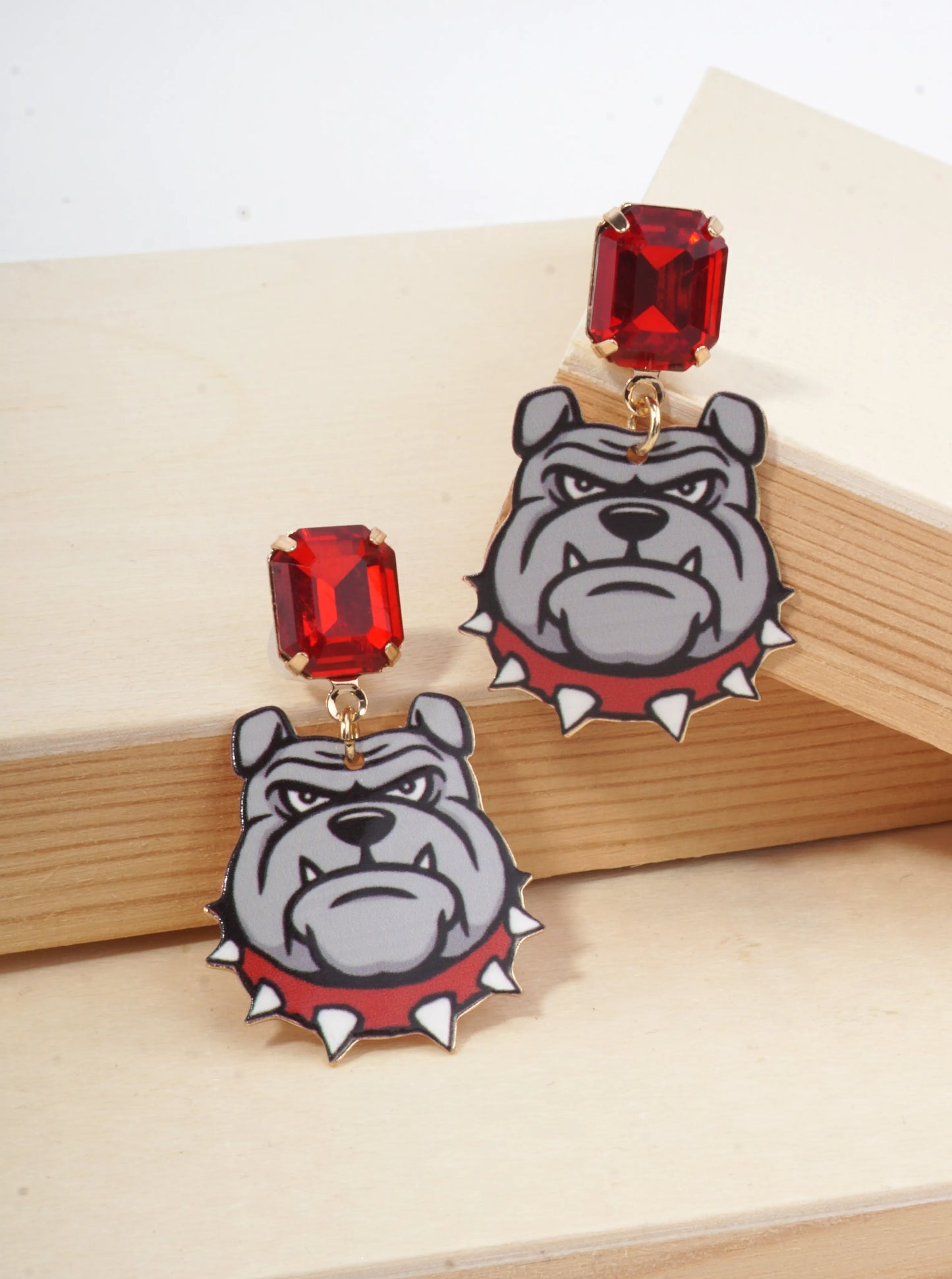 Gameday Bulldog Enameled Drop Earrings