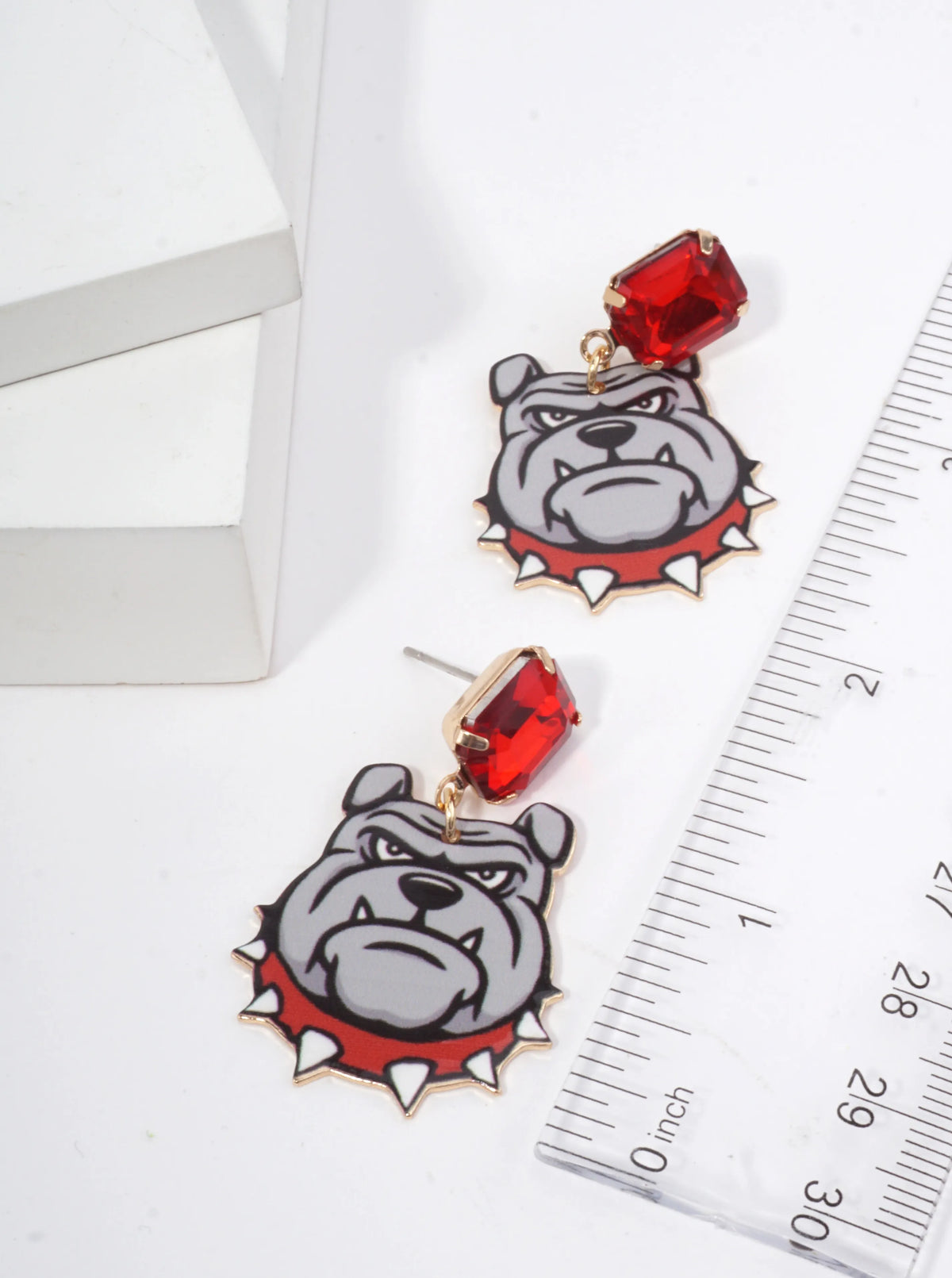 Gameday Bulldog Enameled Drop Earrings