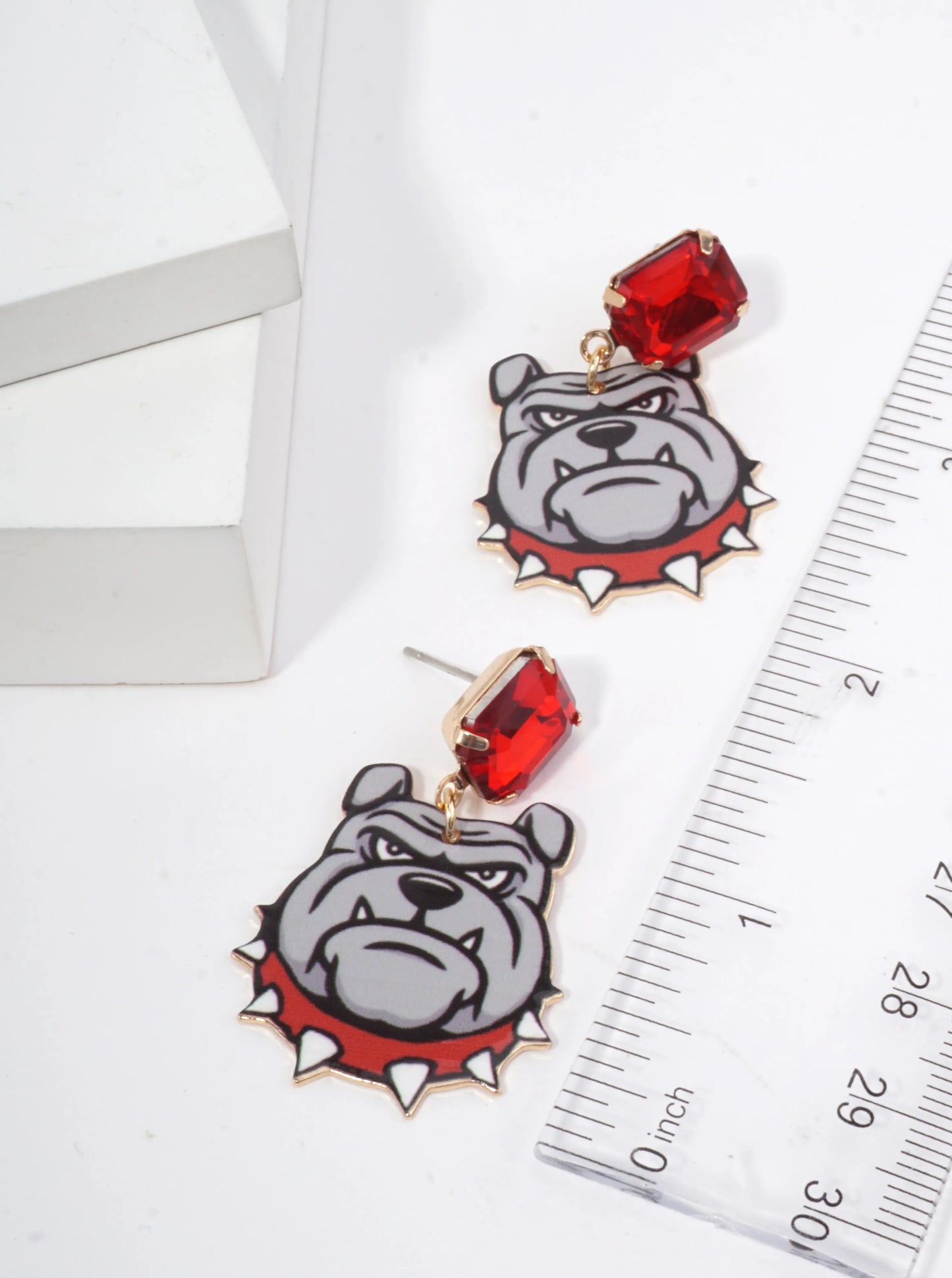 Gameday Bulldog Enameled Drop Earrings
