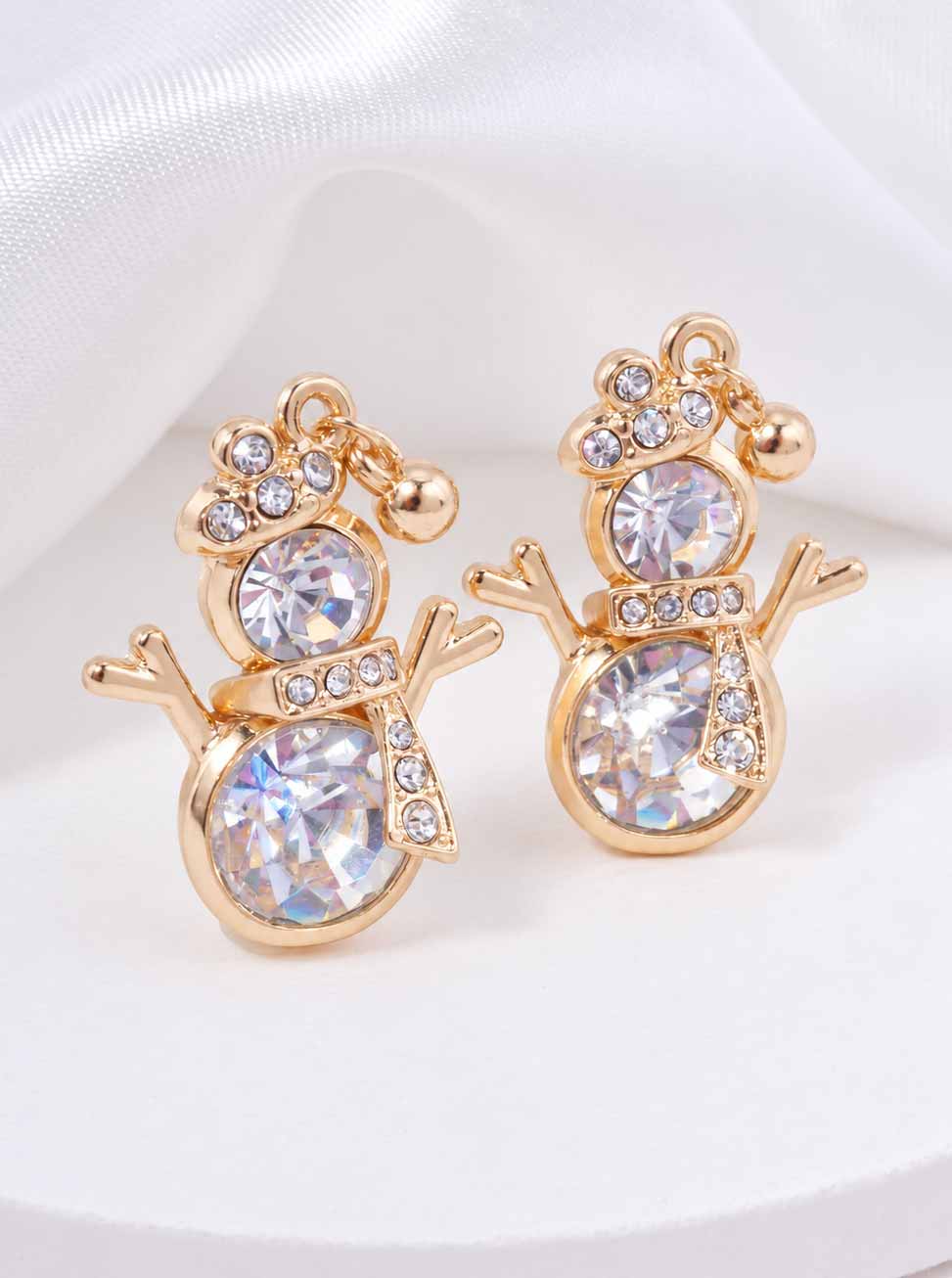 Rhinestone Snowman Post Drop Earrings