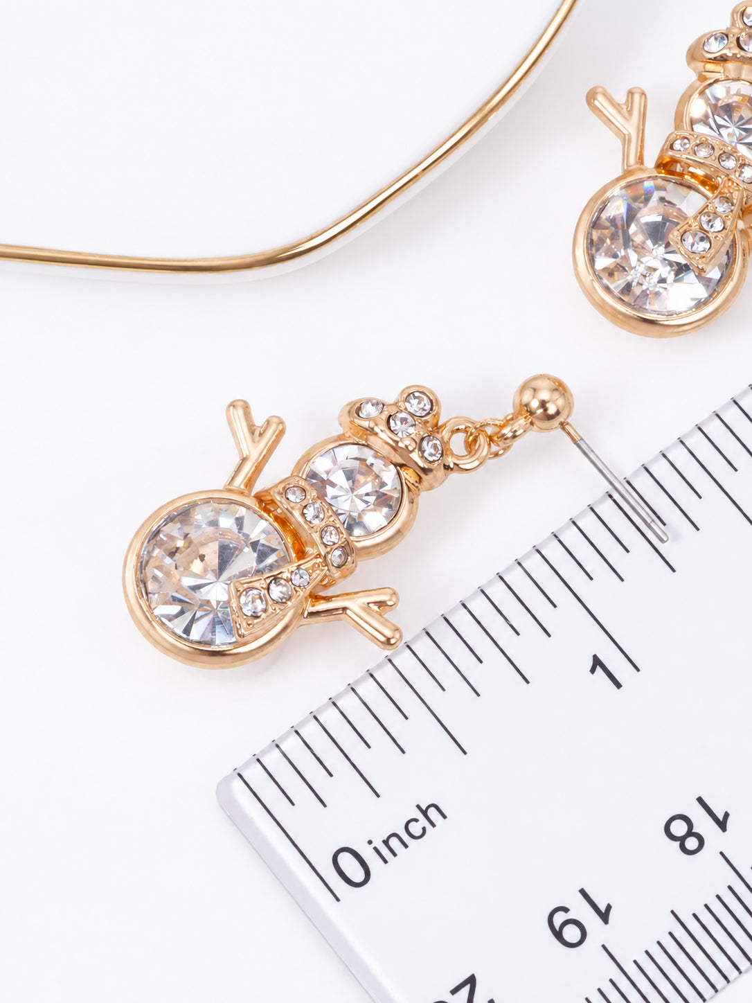 Rhinestone Snowman Post Drop Earrings