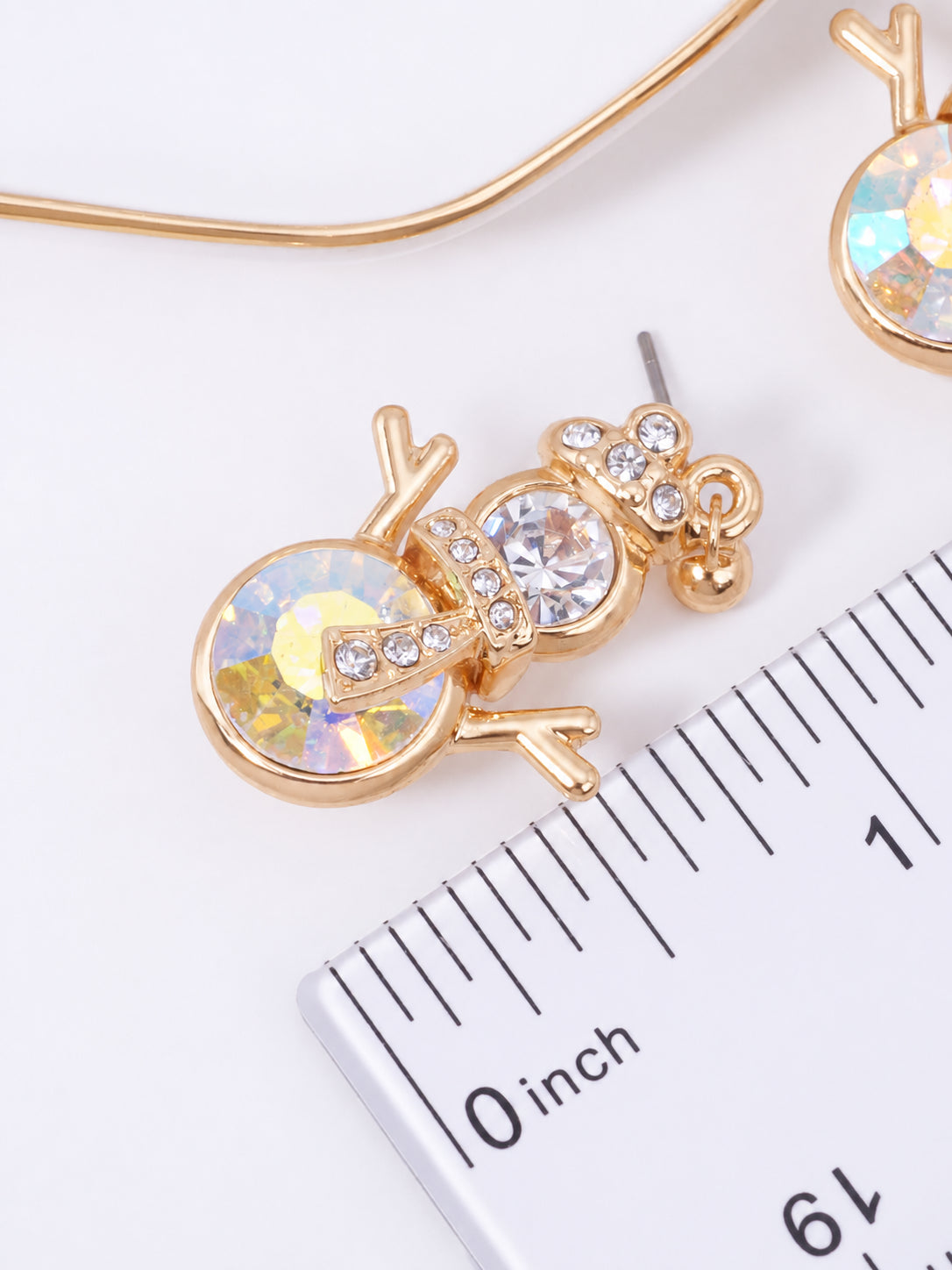 Rhinestone Snowman Post Drop Earrings