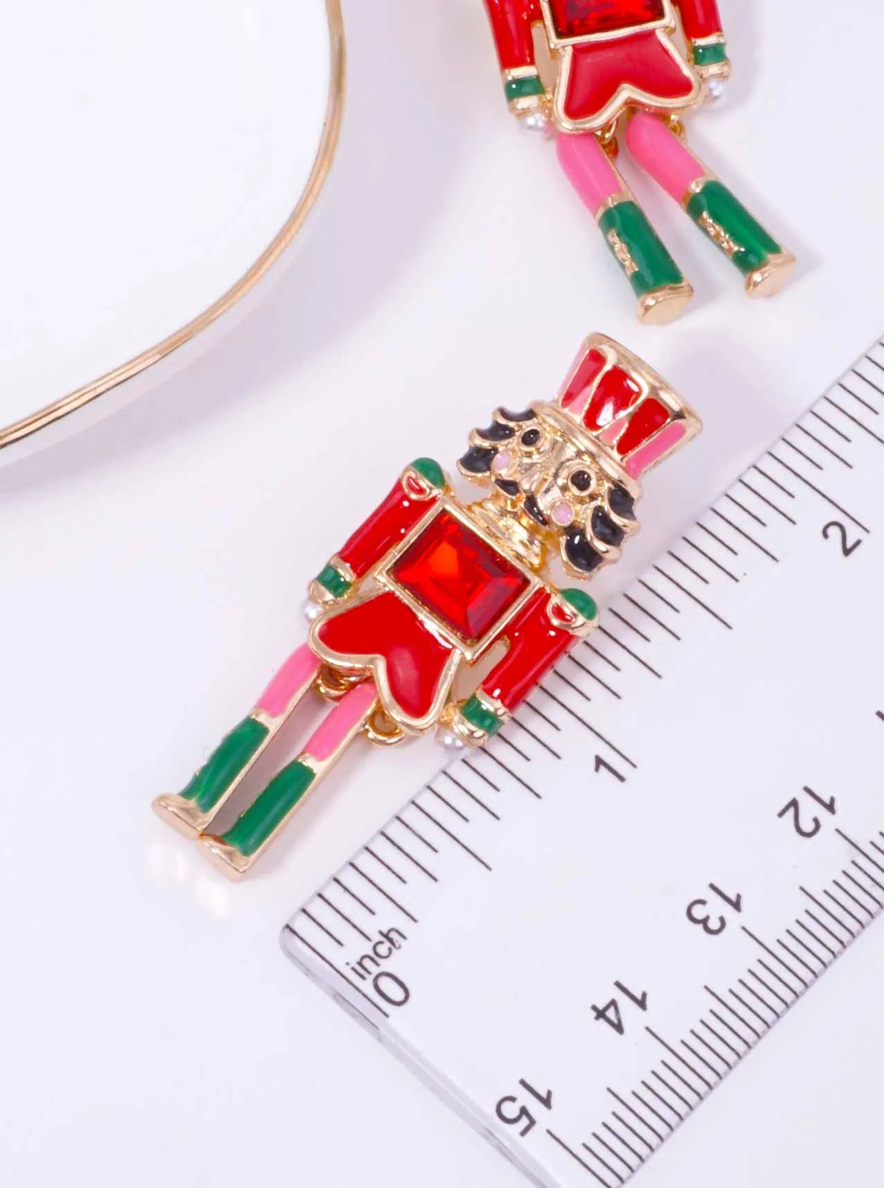 Nutcracker Enamel Rhinestone Drop Earrings