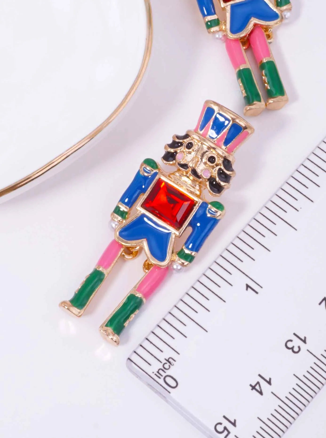 Nutcracker Enamel Rhinestone Drop Earrings