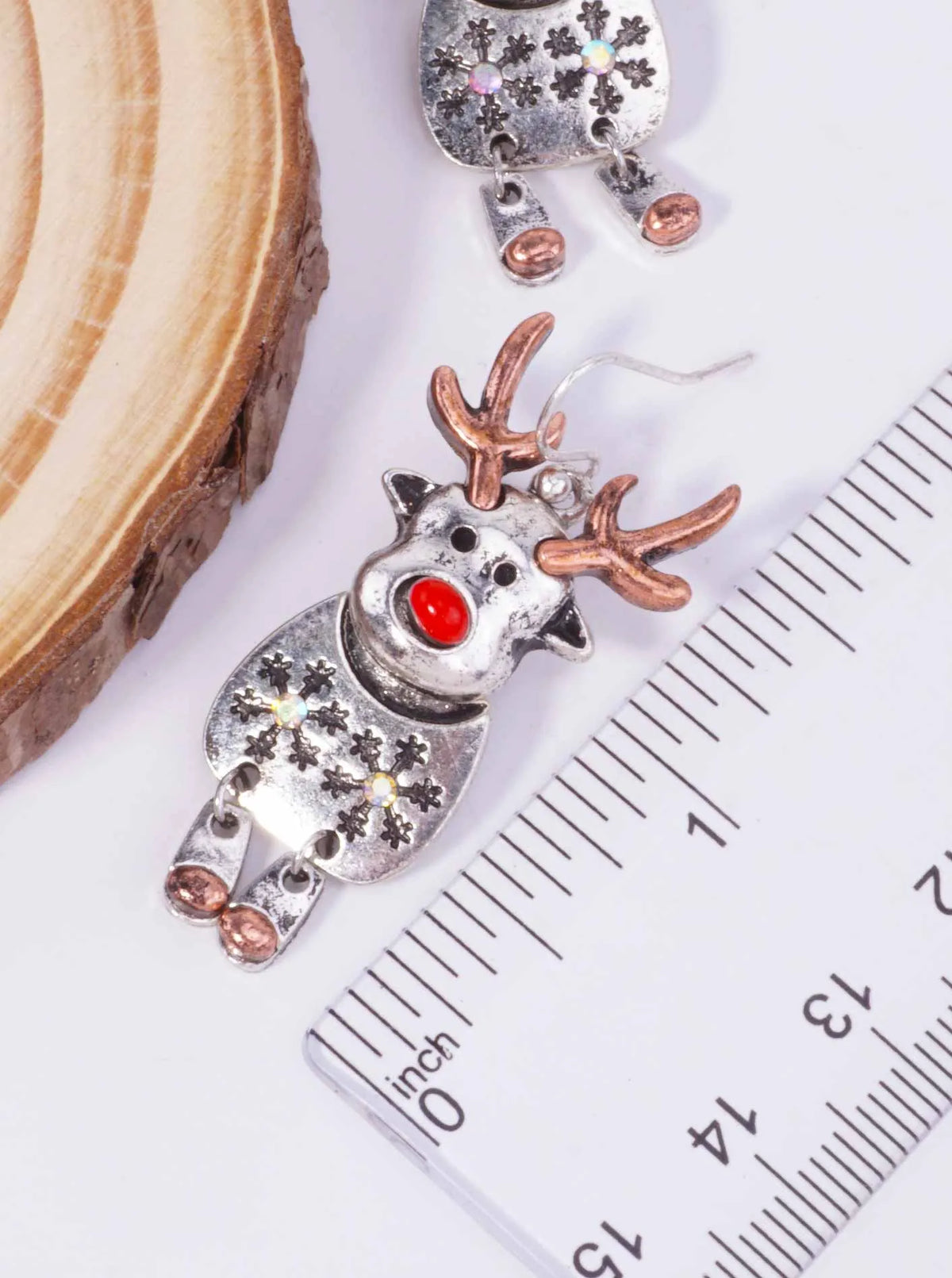 Reindeer Rhinestone Oxidized Dangle Earrings