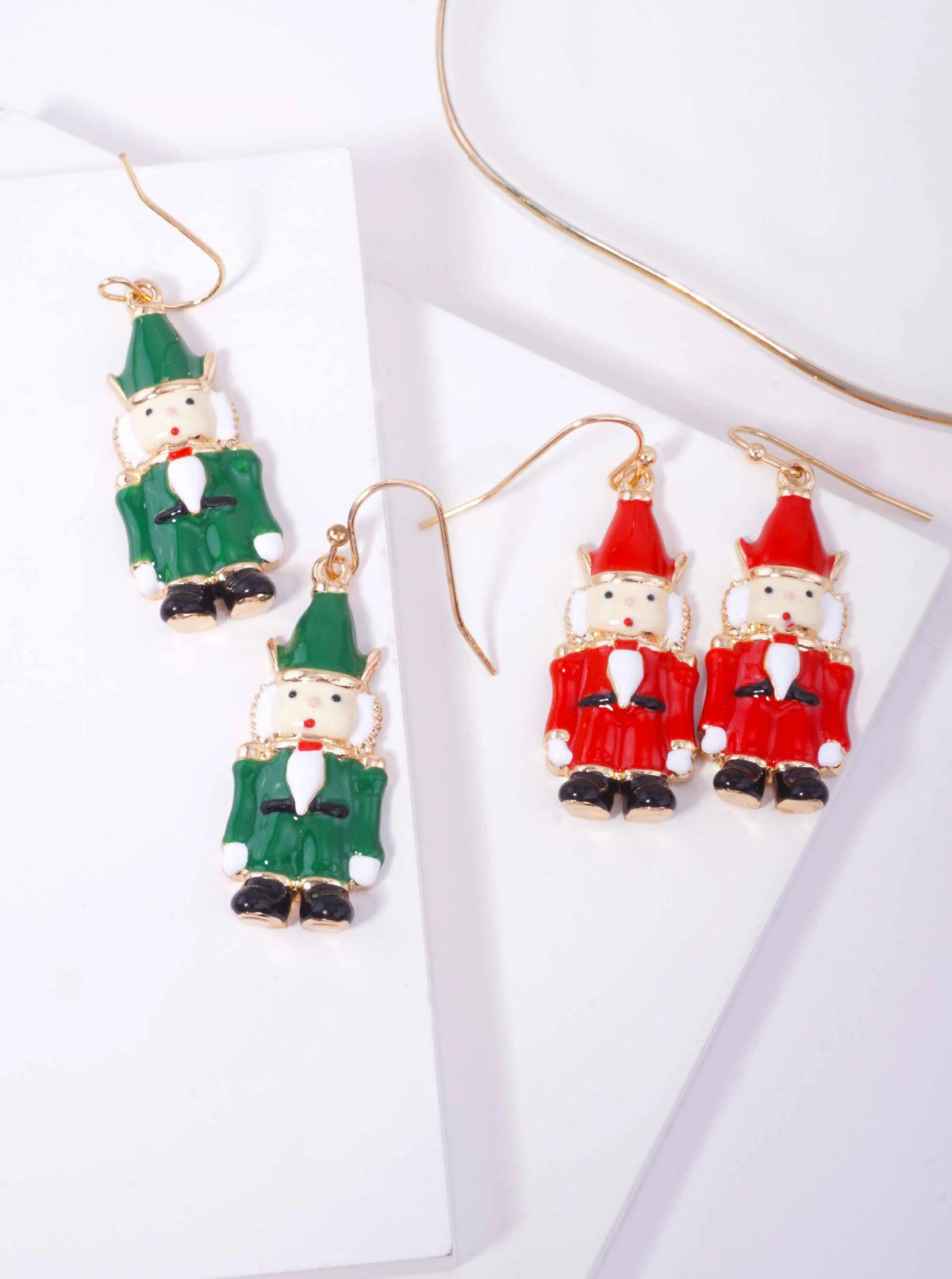Enamel Nutcracker Hook Drop Earrings
