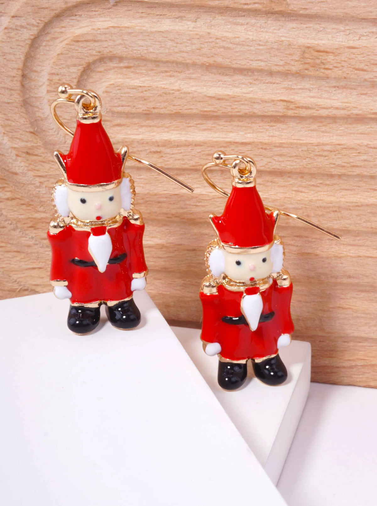 Enamel Nutcracker Hook Drop Earrings