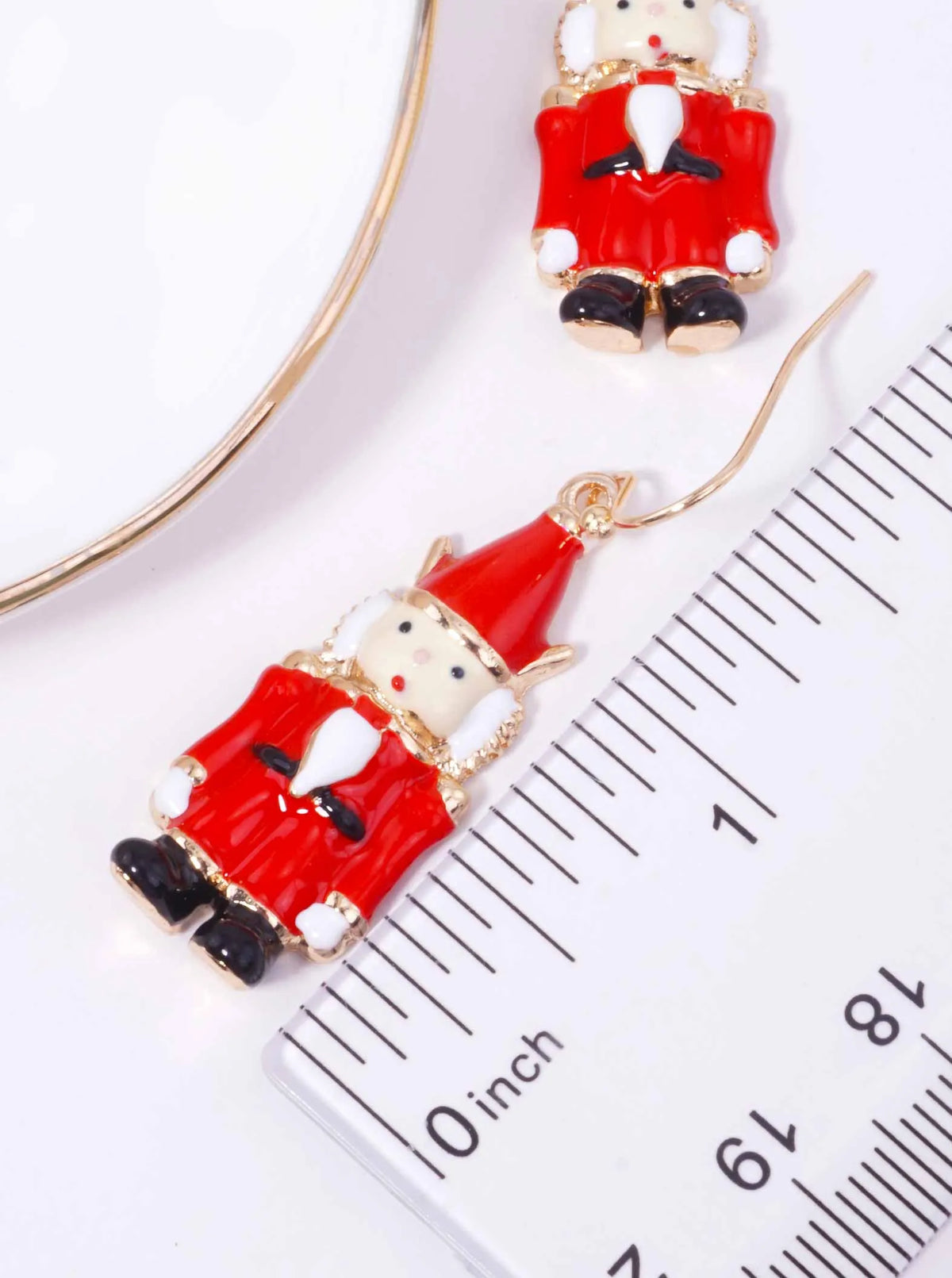 Enamel Nutcracker Hook Drop Earrings