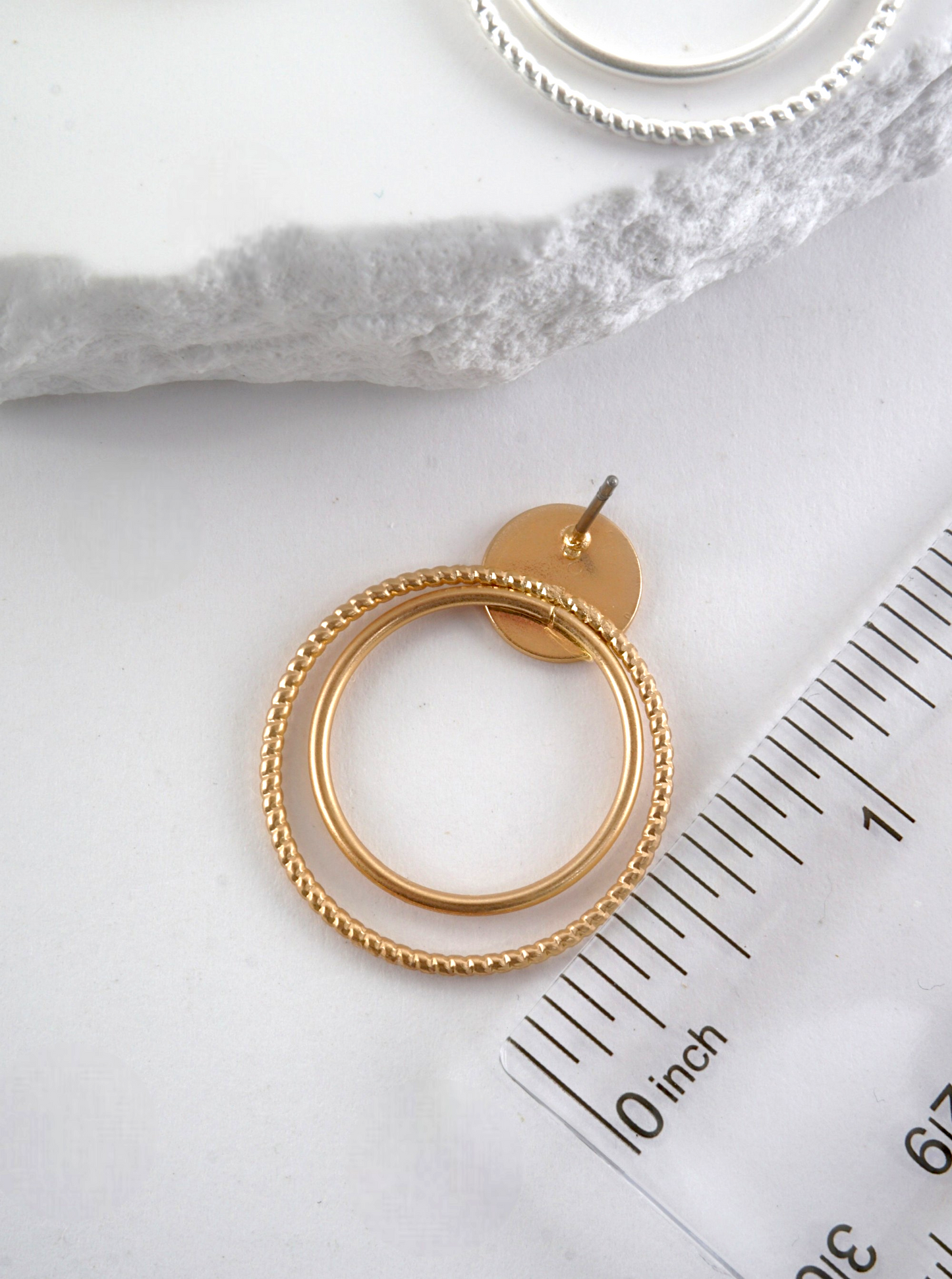 Textured Round Geometric Stud Earrings