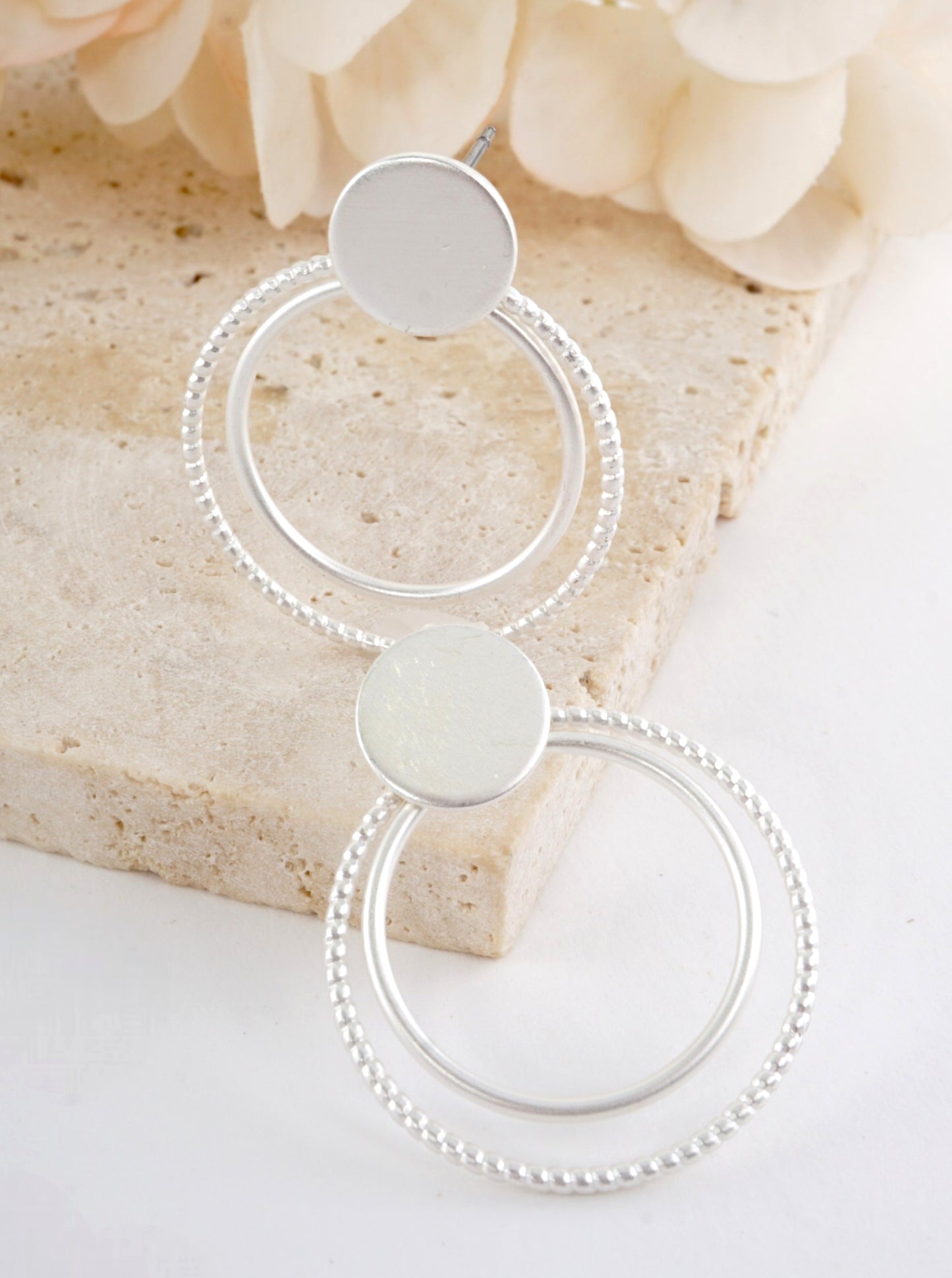 Textured Round Geometric Stud Earrings