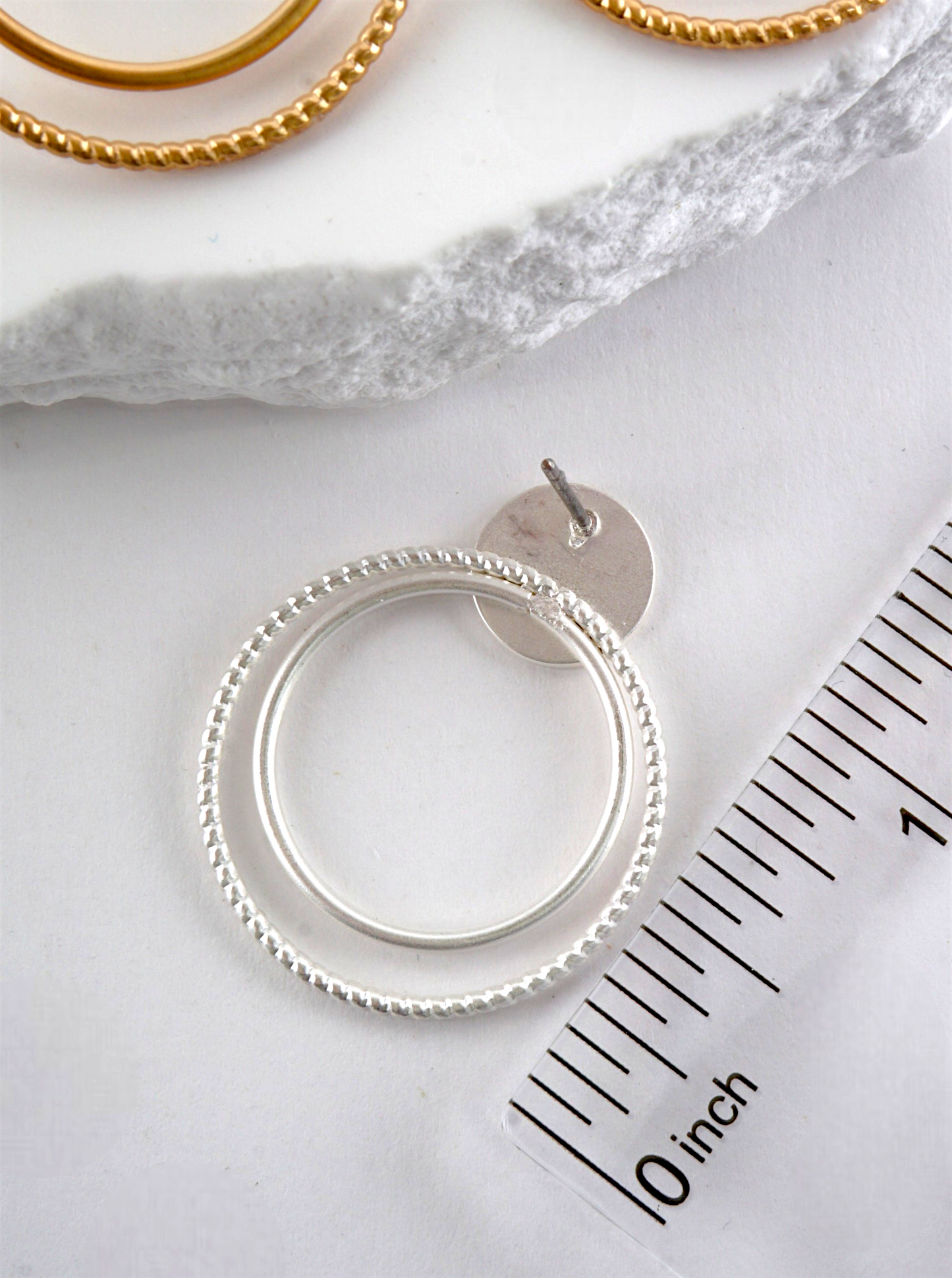 Textured Round Geometric Stud Earrings