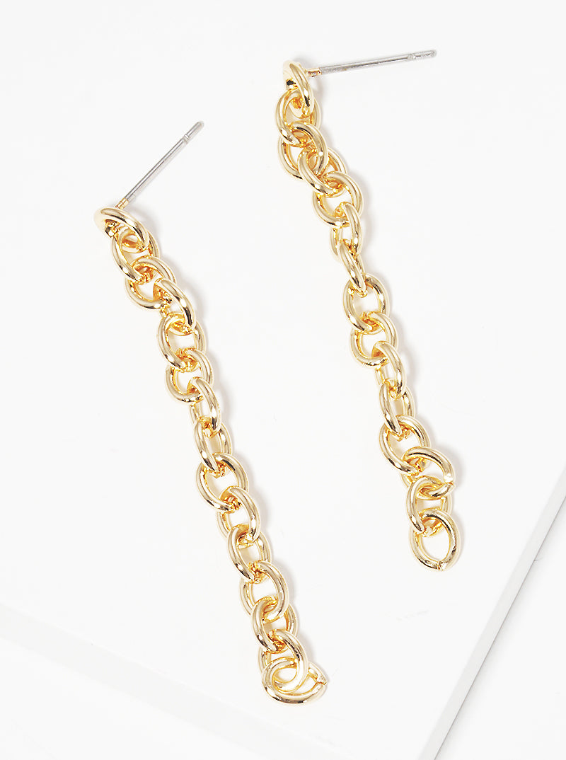 METAL CHAIN DANGLE DROP POST EARRINGS