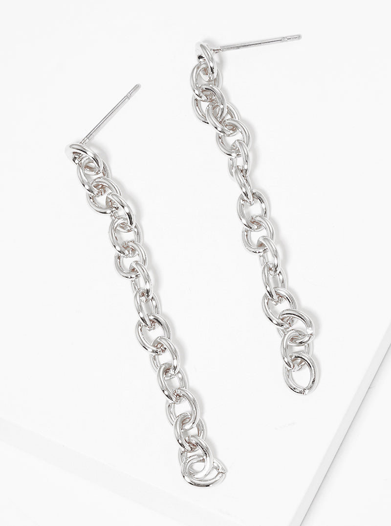 METAL CHAIN DANGLE DROP POST EARRINGS