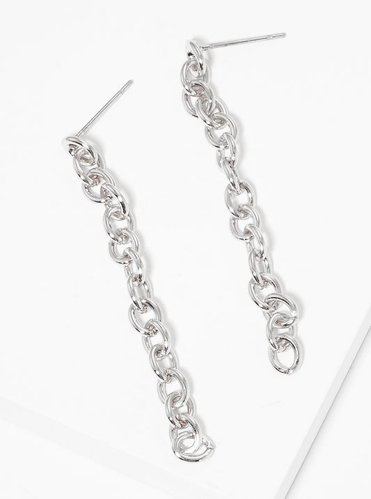 METAL CHAIN DANGLE DROP POST EARRINGS