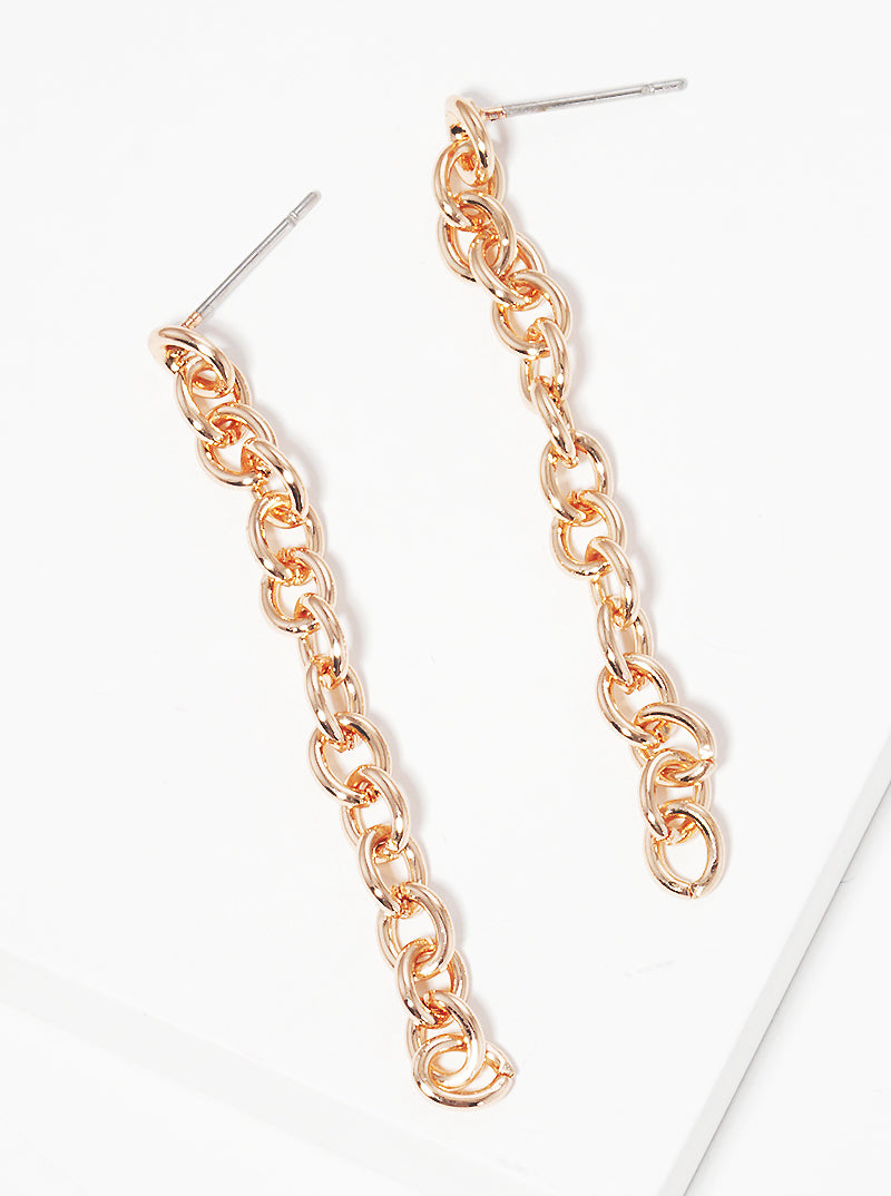 METAL CHAIN DANGLE DROP POST EARRINGS
