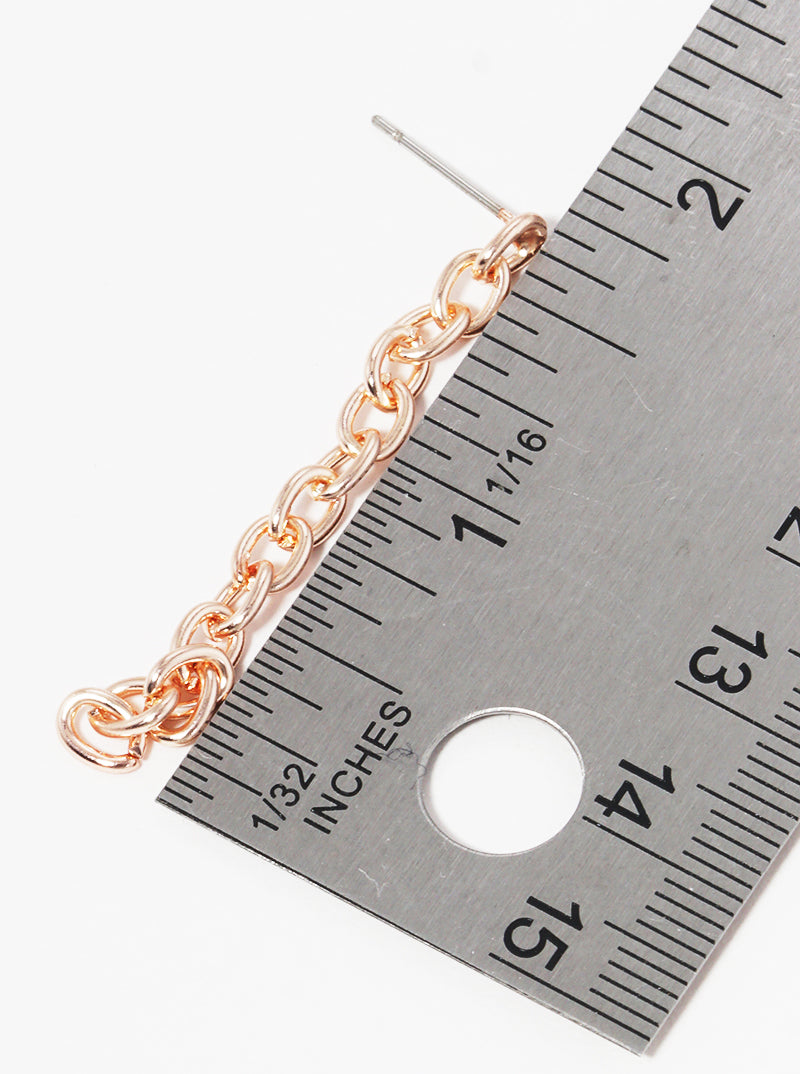 METAL CHAIN DANGLE DROP POST EARRINGS